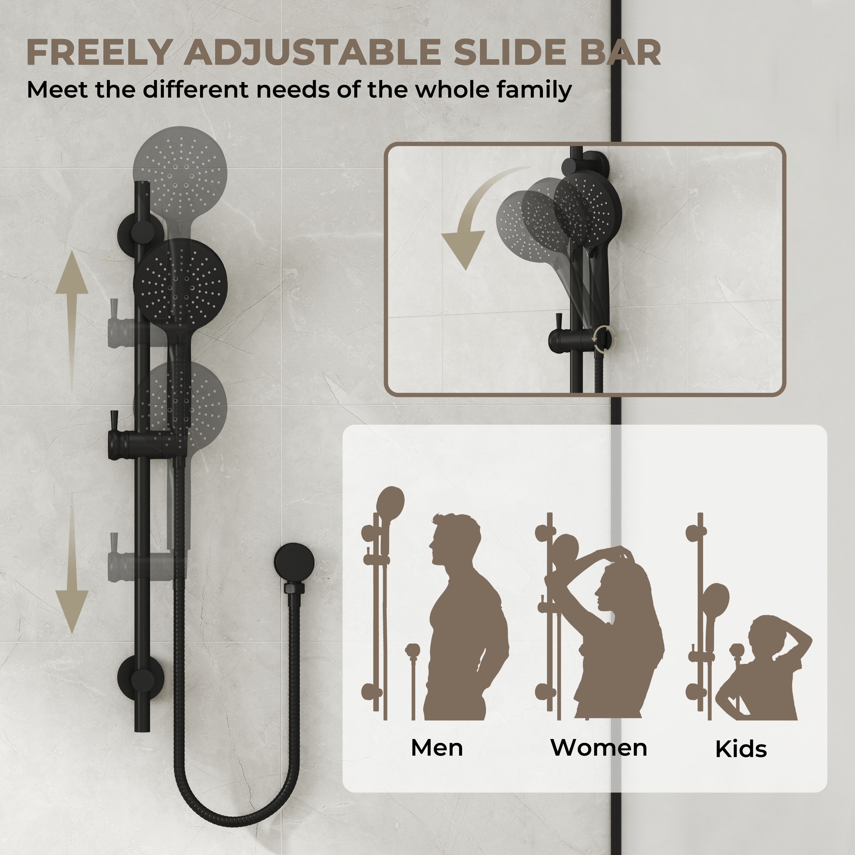 8-inch 2-Function Pressure Balance Shower System with 3 Spray Modes