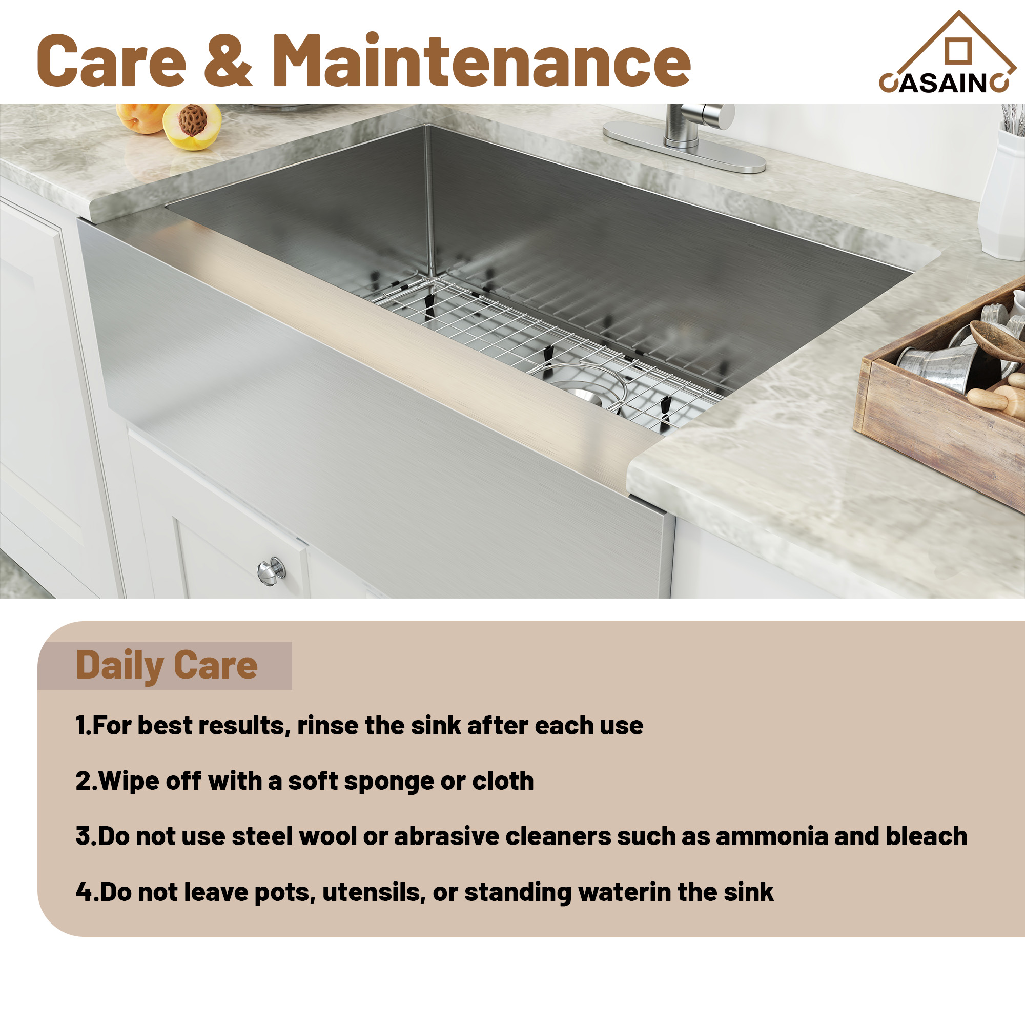 33 Inch Farmhouse Sink Stainless Steel Kitchen Sink Apron Front Stainless Steel 18 Gauge Single Bowl Kitchen Farm Sink Basin