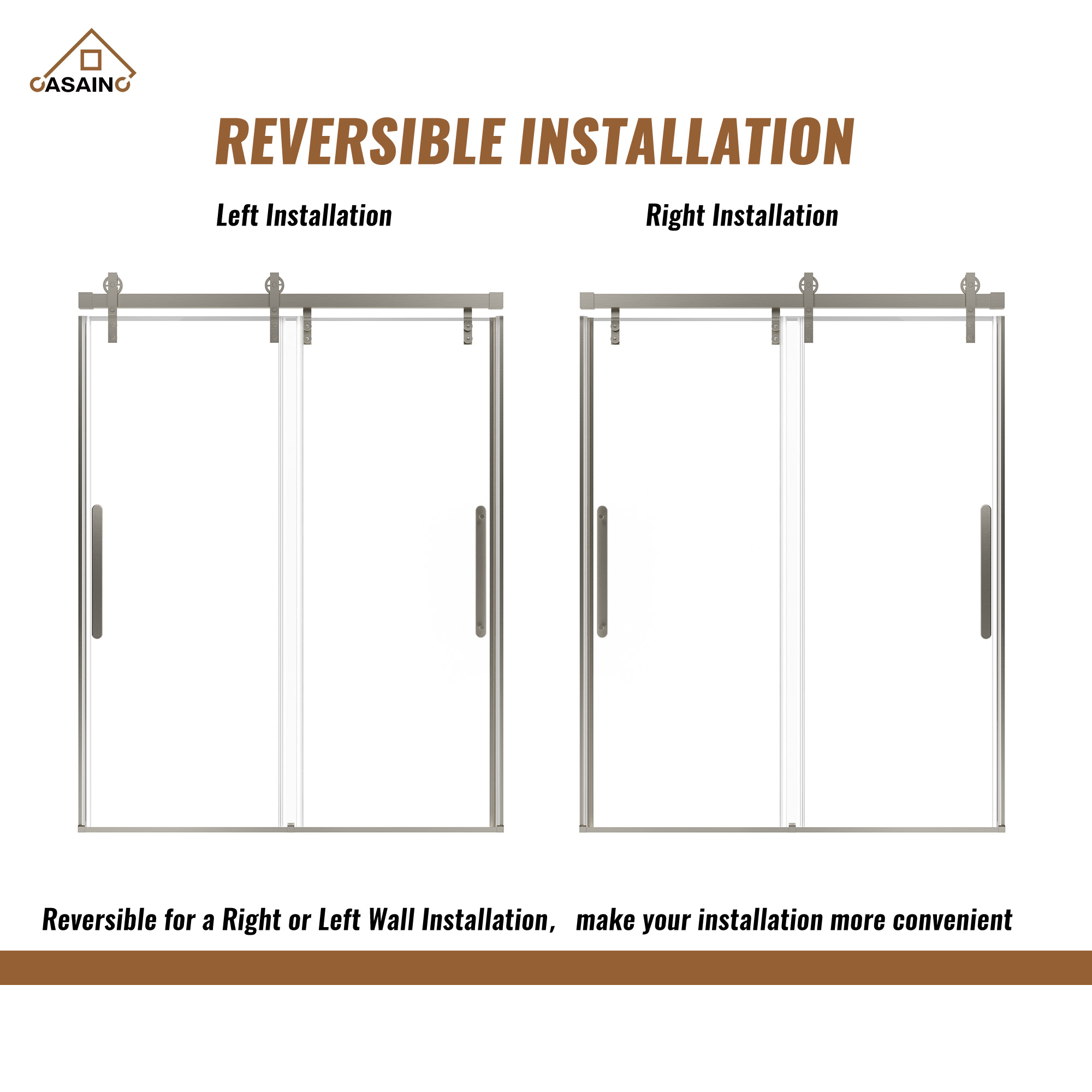 60 in. W x 76 in. H Frameless Shower Door in Matte Black with Tempered Glass