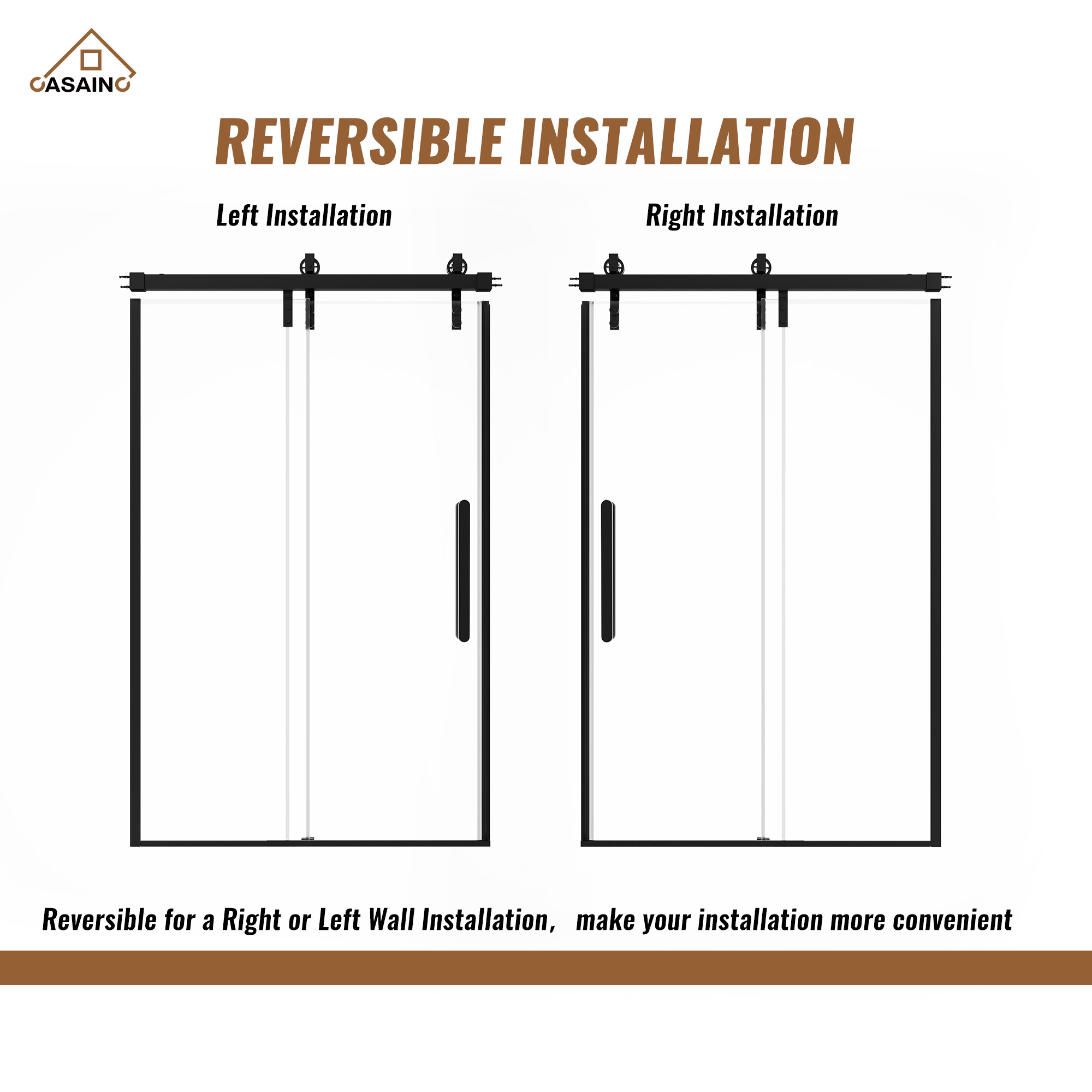 48.6  in. W x 76 in. H Framed Shower Door in Matte Black with Tempered Glass