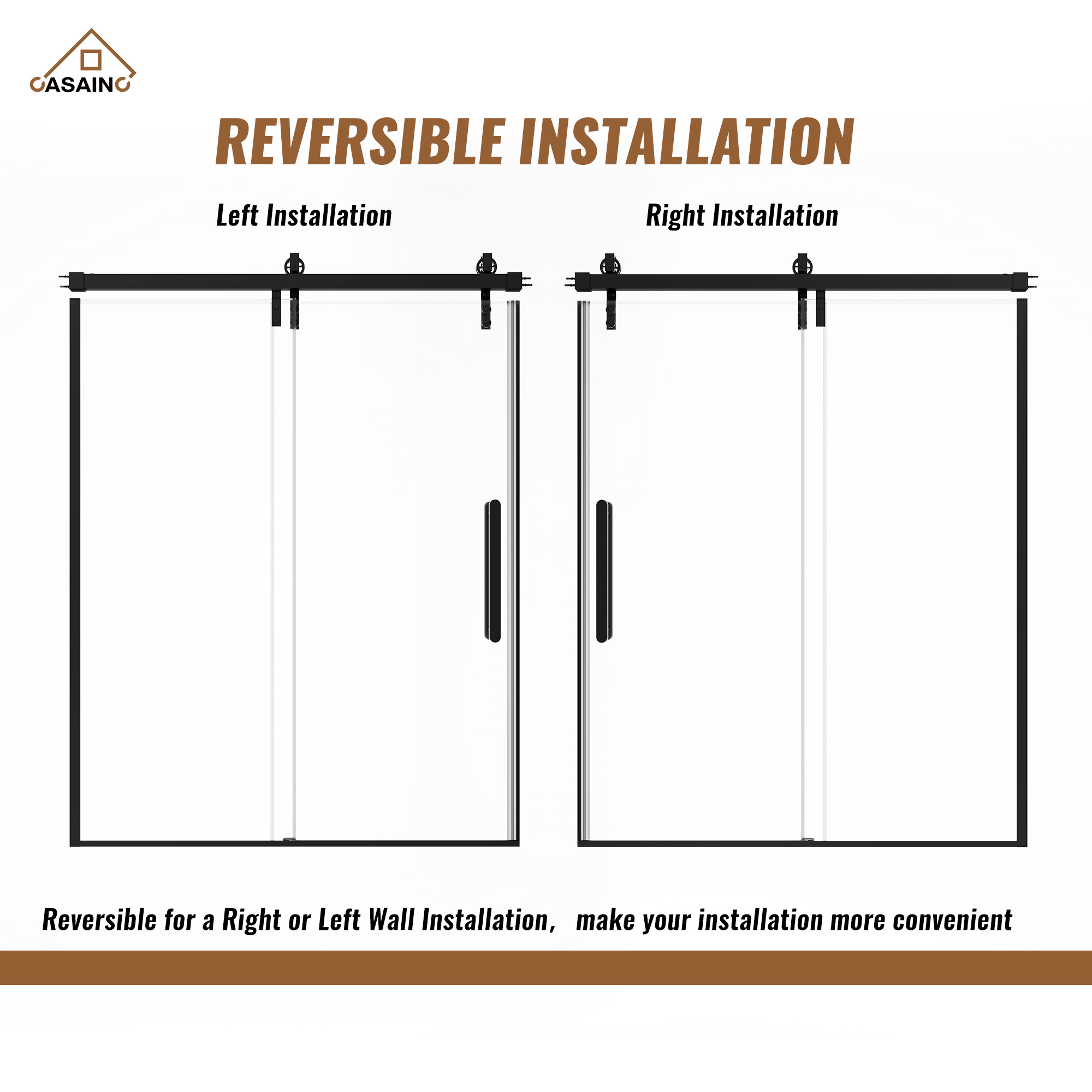 60.6  in. W x 76 in. H Framed Shower Door in Matte Black with Tempered Glass