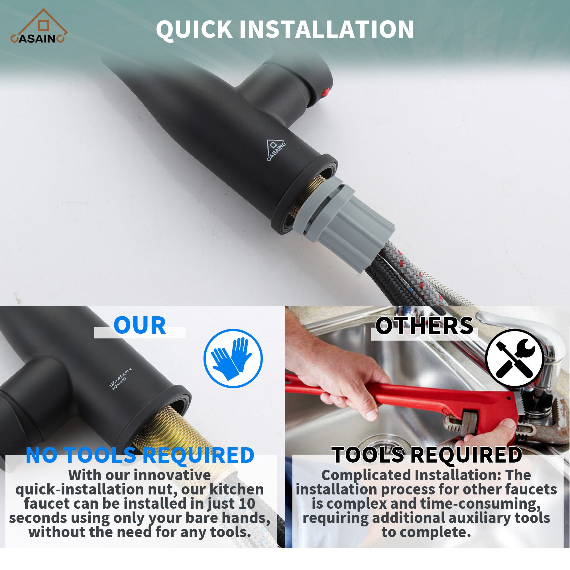 LED Temperature Control Kitchen Faucet with 360° Swivel and Magnetic Pull-Out Head