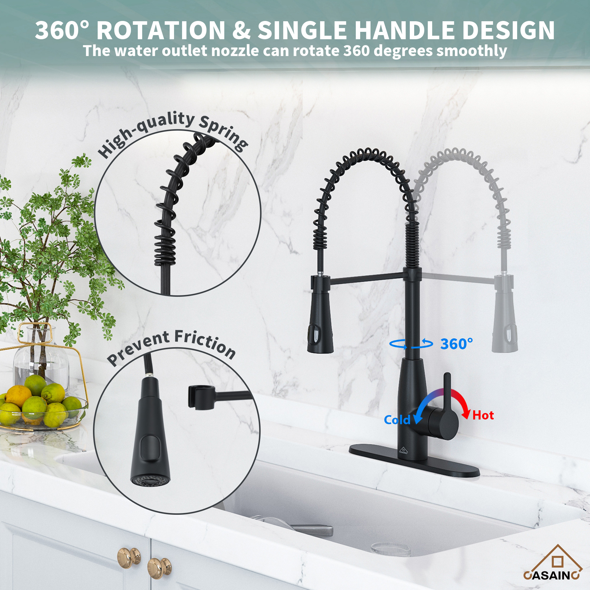 Touchless Kitchen Faucet with Digital Temperature Display