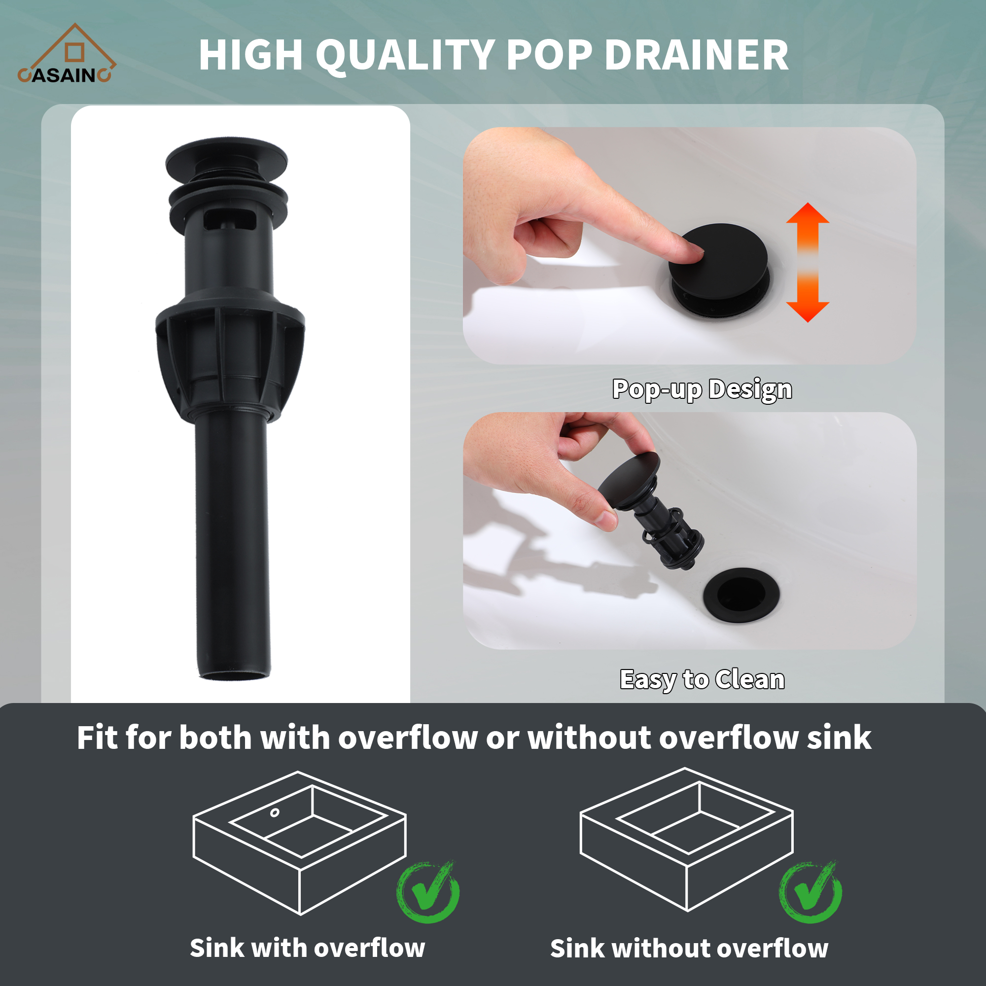 3-Hole 8-Inch Bathroom Sink Faucet with Drainer