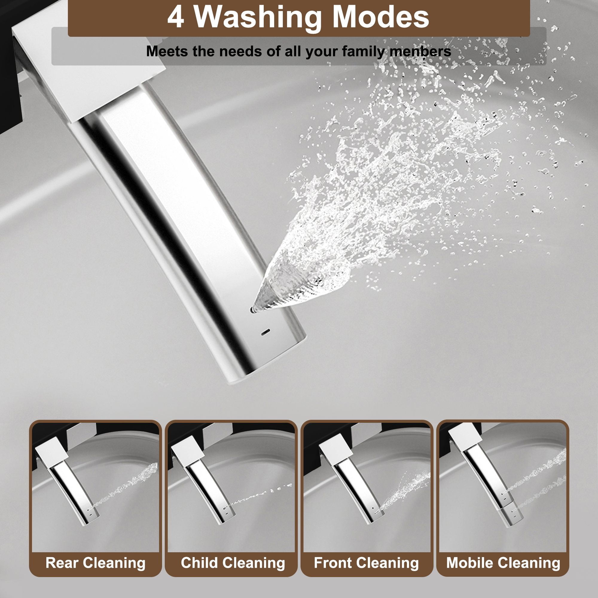 Black & White Smart Built-in Tank Bidet Toilet with Foot-Touch Lid Opening