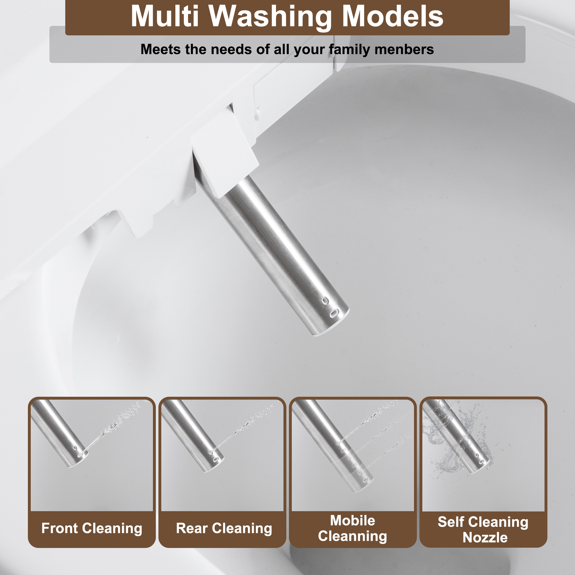 Smart Elongated Toilet with Built-in Heated Bidet Seat & Side Button