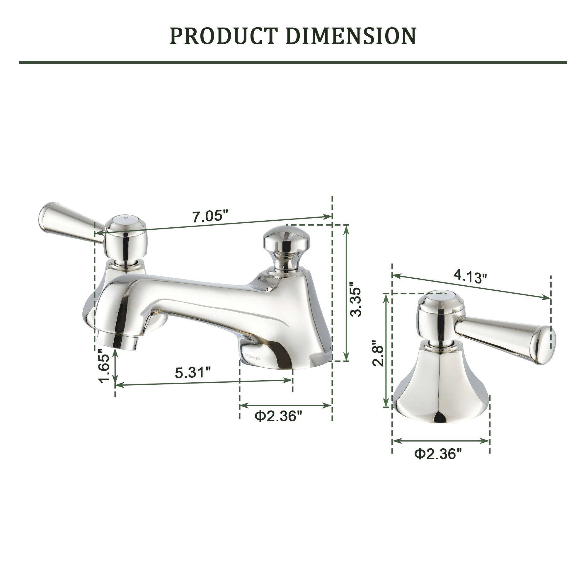 Polished Nickel 3-Hole Widespread Bathroom Faucet - HEXAGON