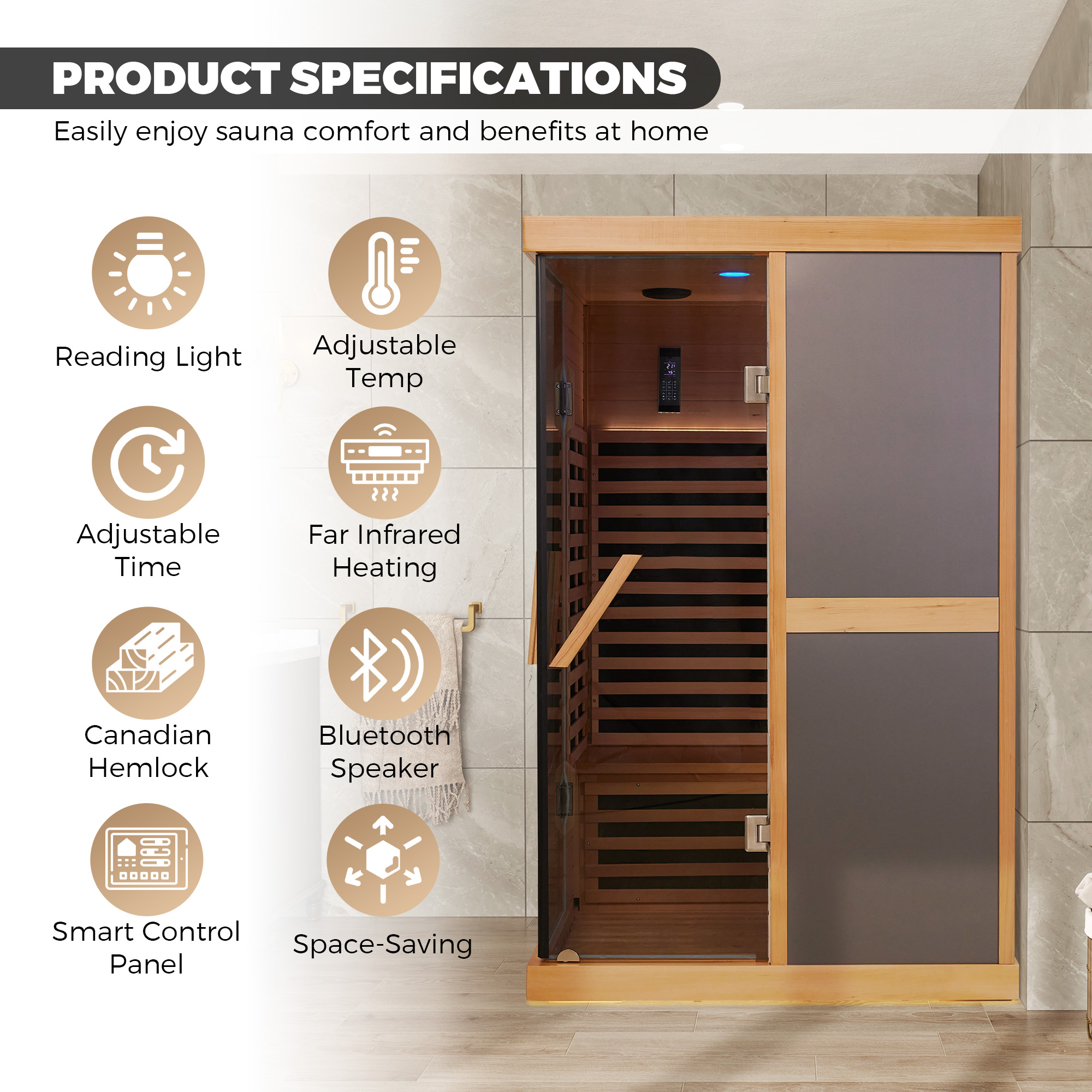 Hemlock Wood Double Person V-Shaped Infrared Sauna with Dual Glass Doors