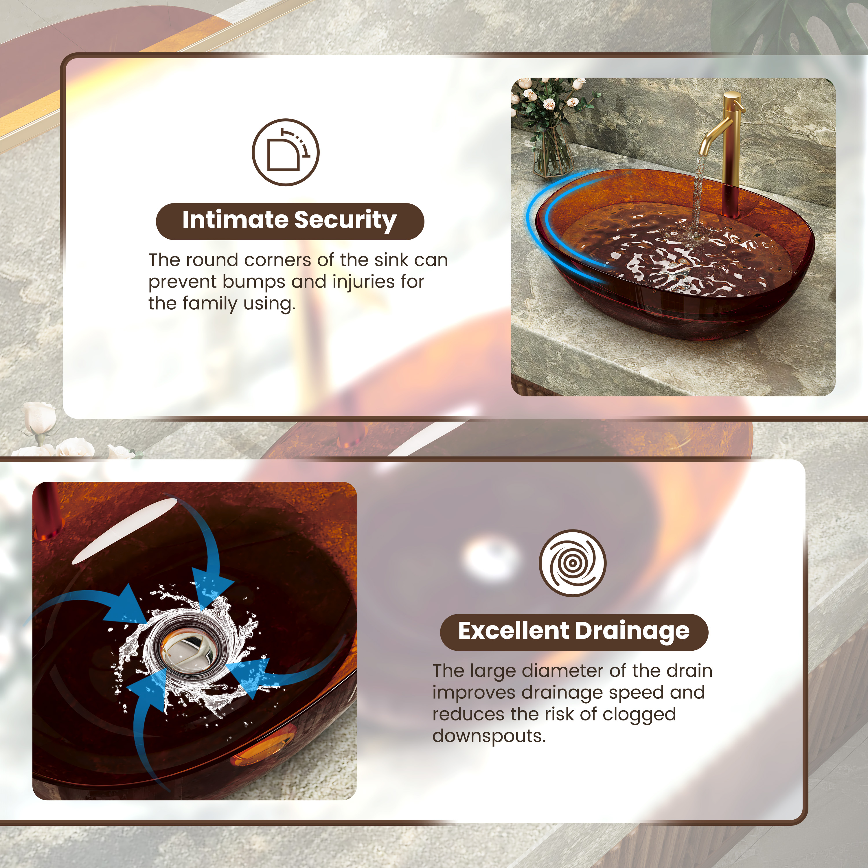 22" Oval Transparent Countertop Resin Bathroom Vessel Sink