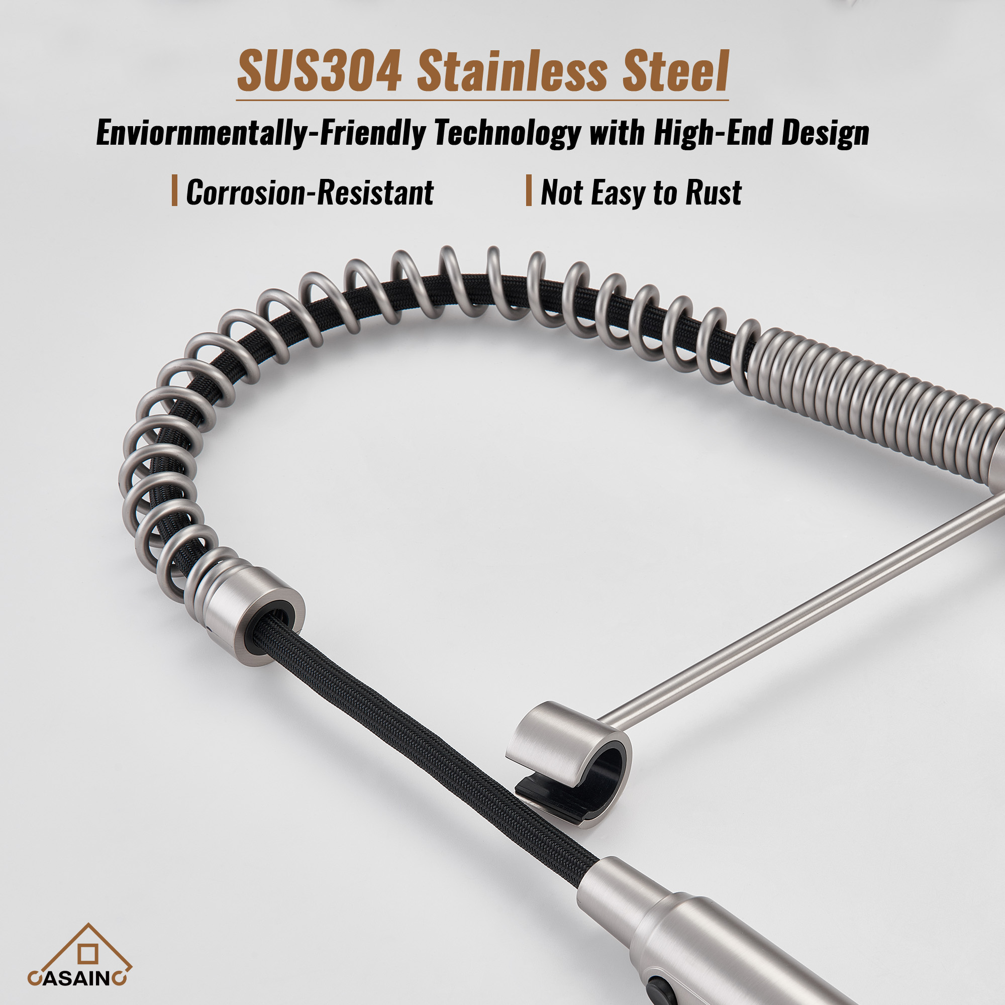 Commercial Style Pull-Down Single Handle 19" Kitchen Faucet