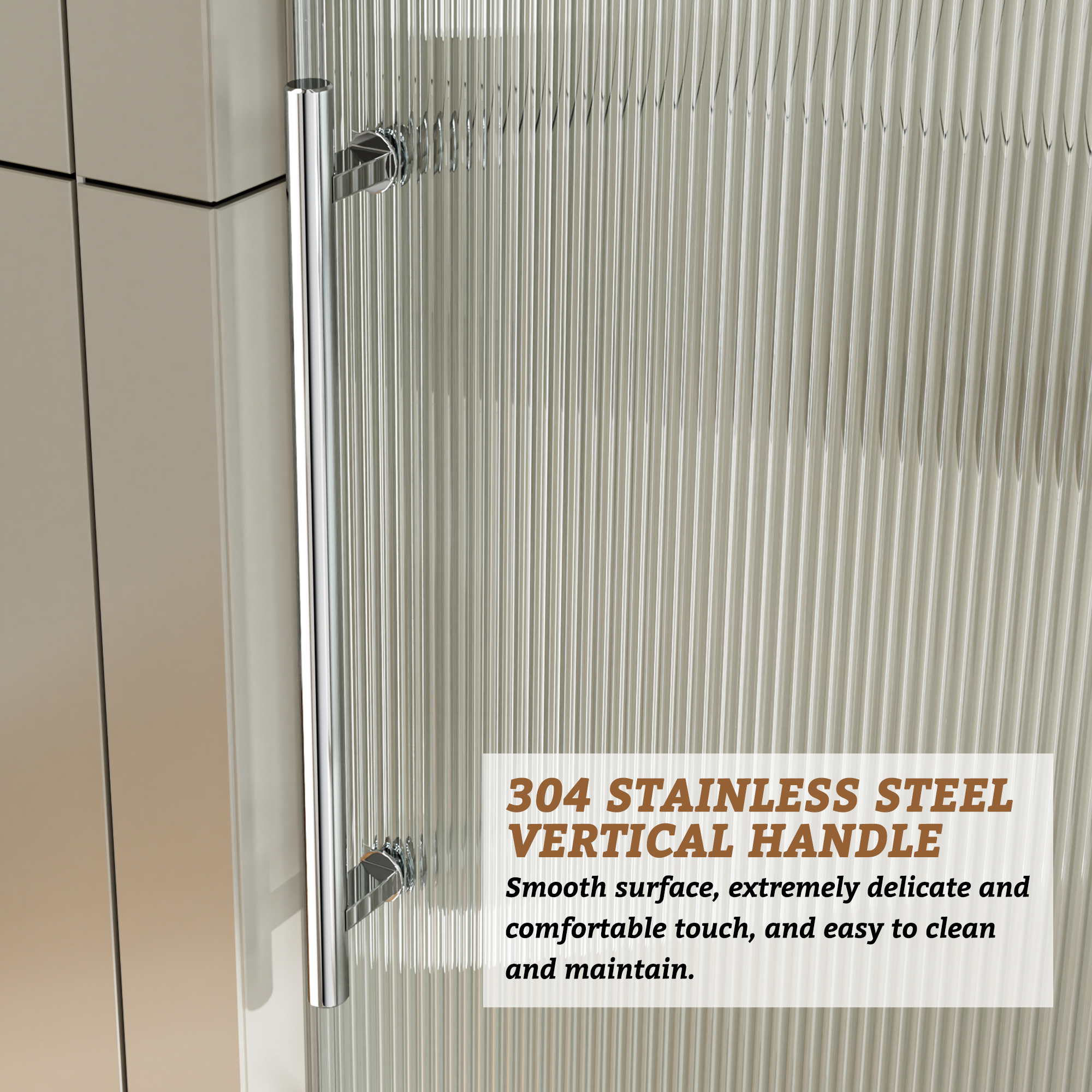 60"x76" Single Sliding Frameless Shower Door with SGCC Certified Fluted Tempered Glass