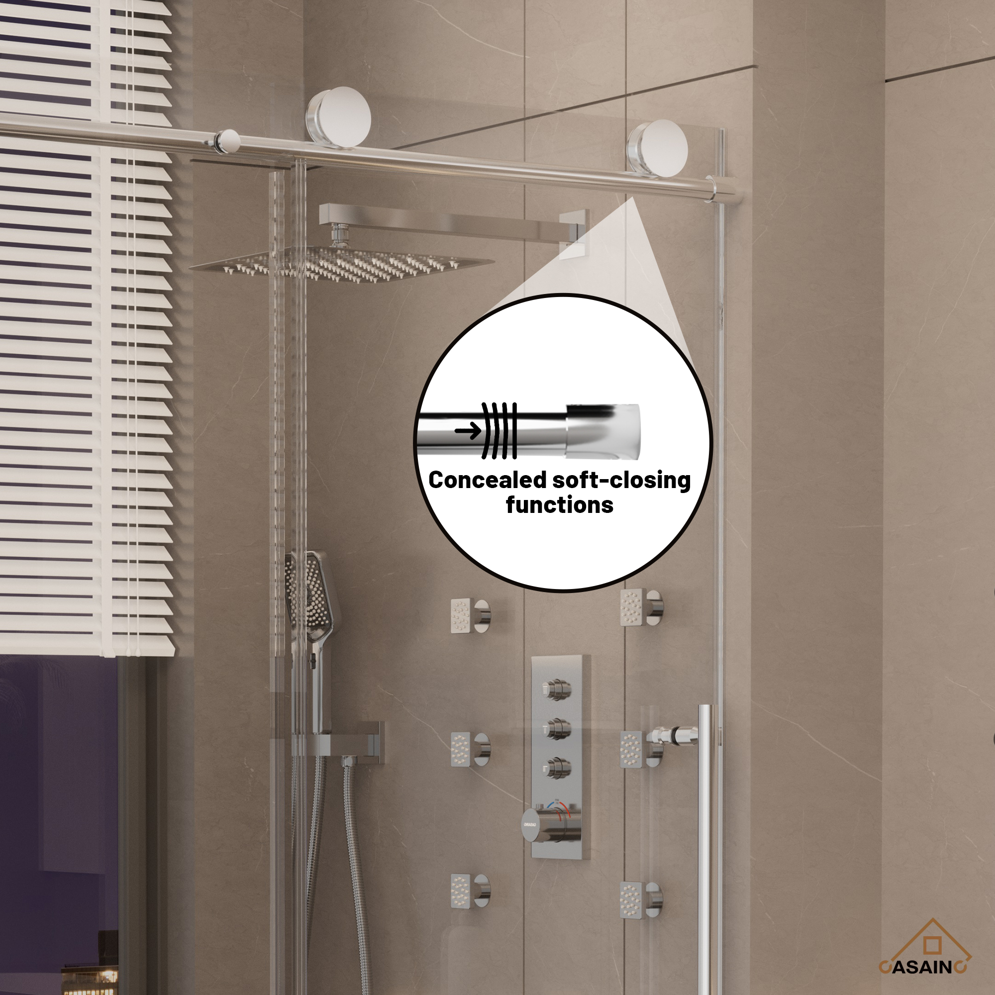 48"x76" Frameless Shower Door with Cushioned Single Slide Shower Enclosure in Brushed Nickel/Chrome/Matte Black/Brushed Gold