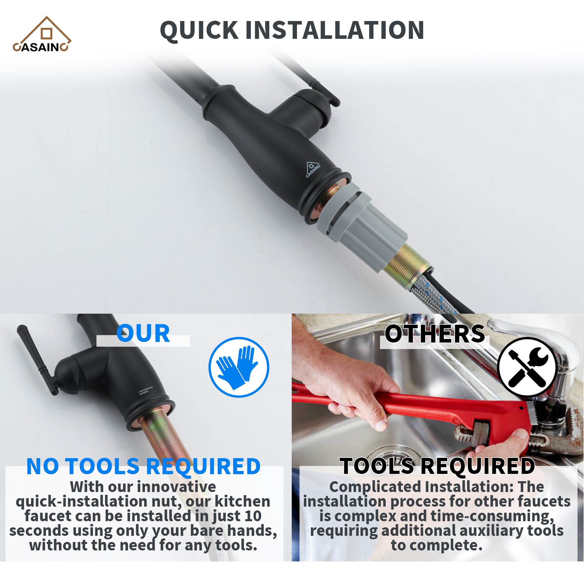 Pull Down Sprayer Kitchen Faucet with Digital Temperature Display