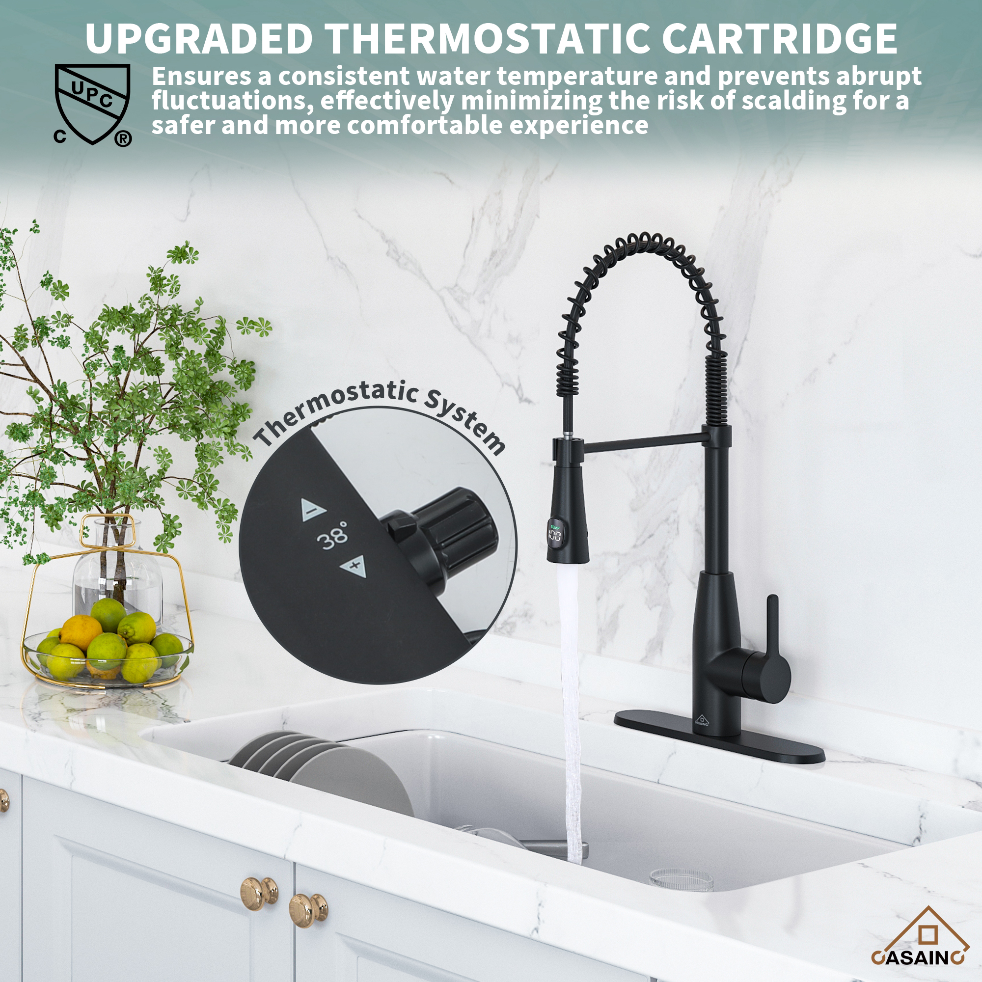 Touchless Kitchen Faucet with Digital Temperature Display