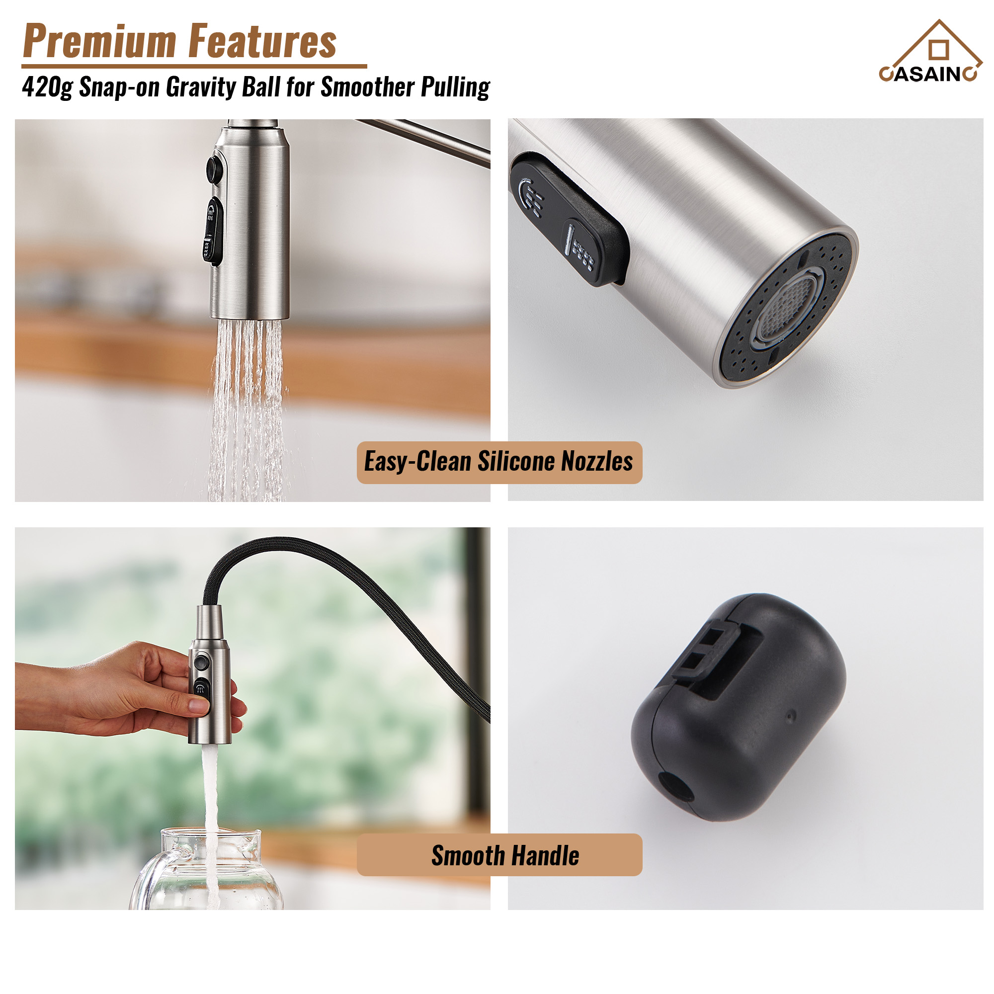 Commercial Style Pull-Down Single Handle 19" Kitchen Faucet