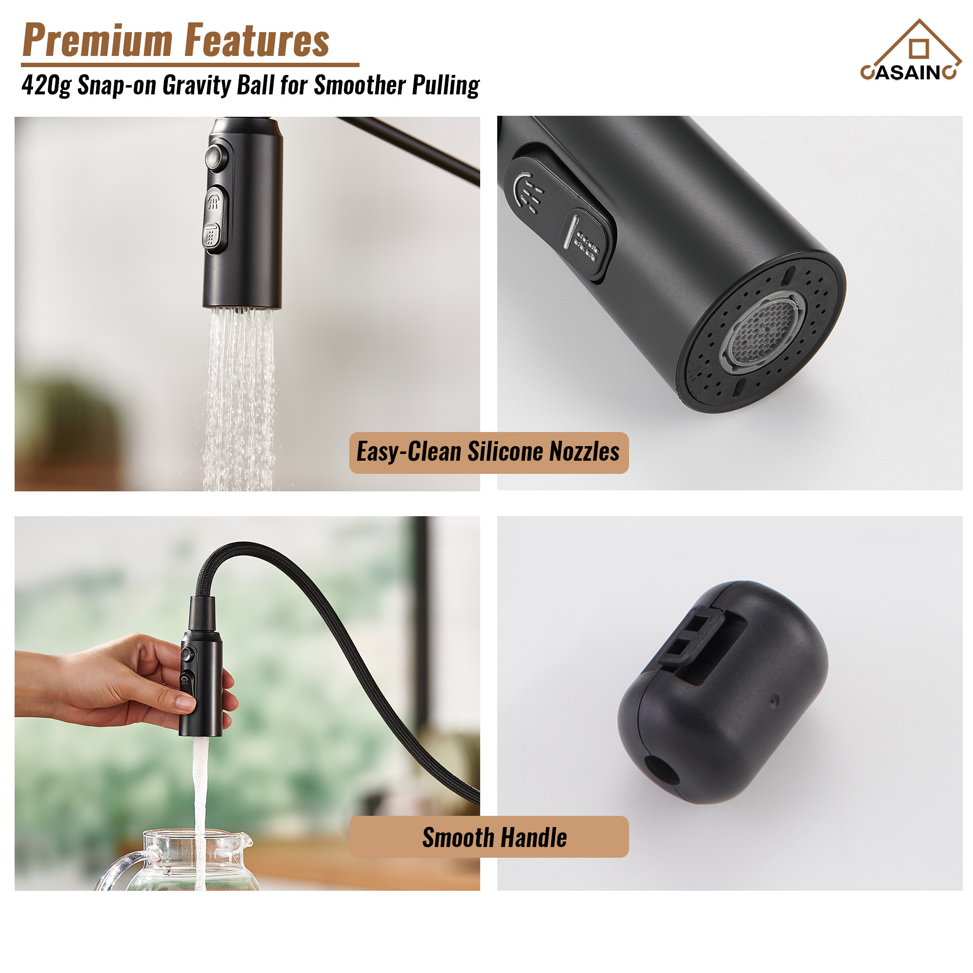 Commercial Style Pull-Down Single Handle 19" Kitchen Faucet