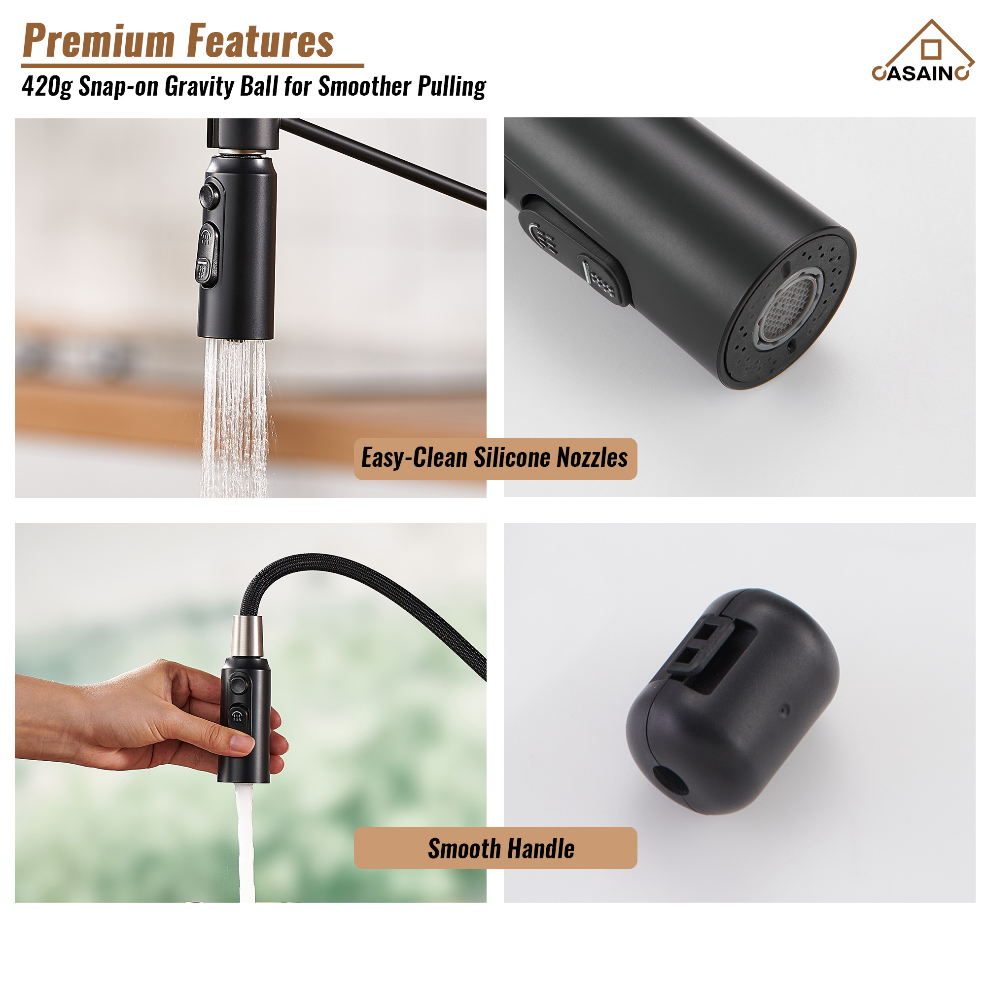 Commercial Style Pull-Down Single Handle 19" Kitchen Faucet