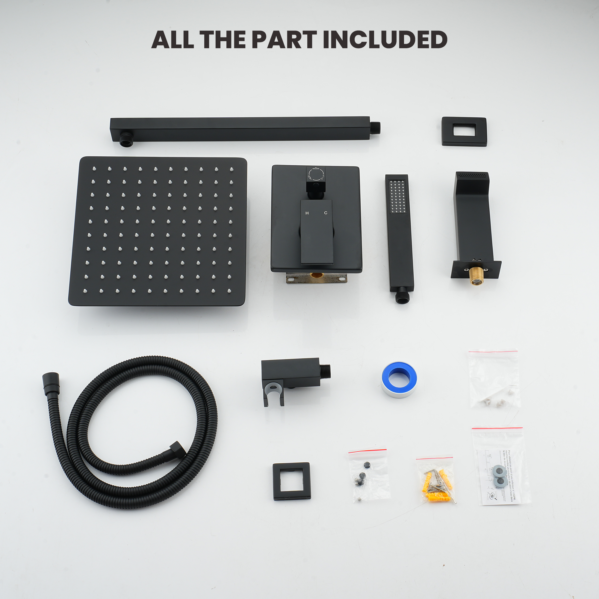 10" Three Function Pressure Balance Shower System with Valve Included