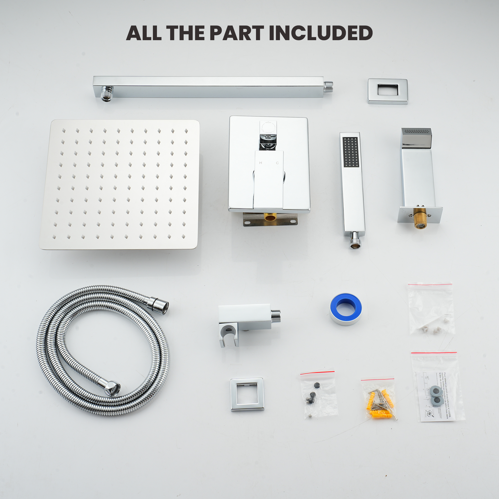 10" Three Function Pressure Balance Shower System with Valve Included