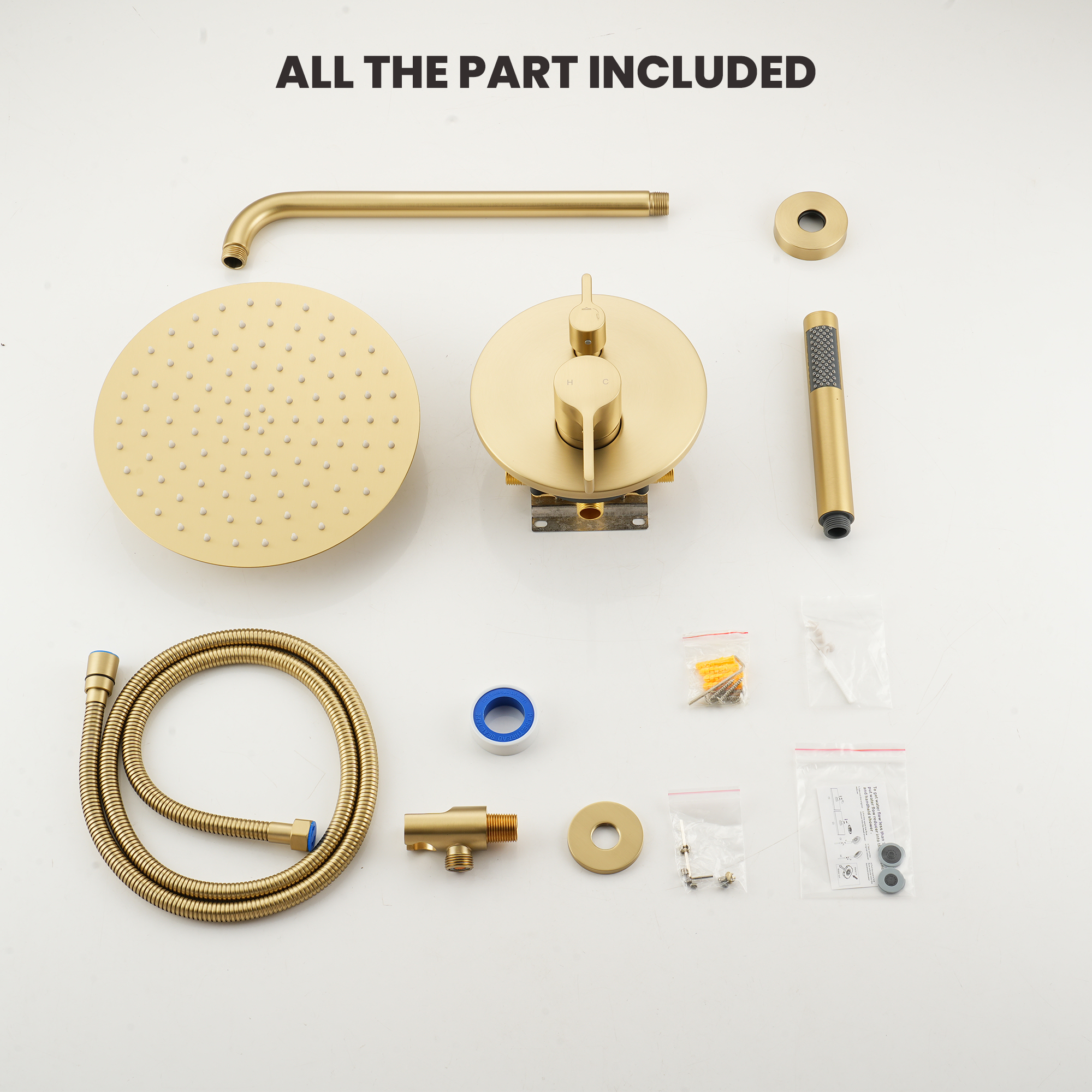 10" Round Shower System with Handheld Brass Showerhead