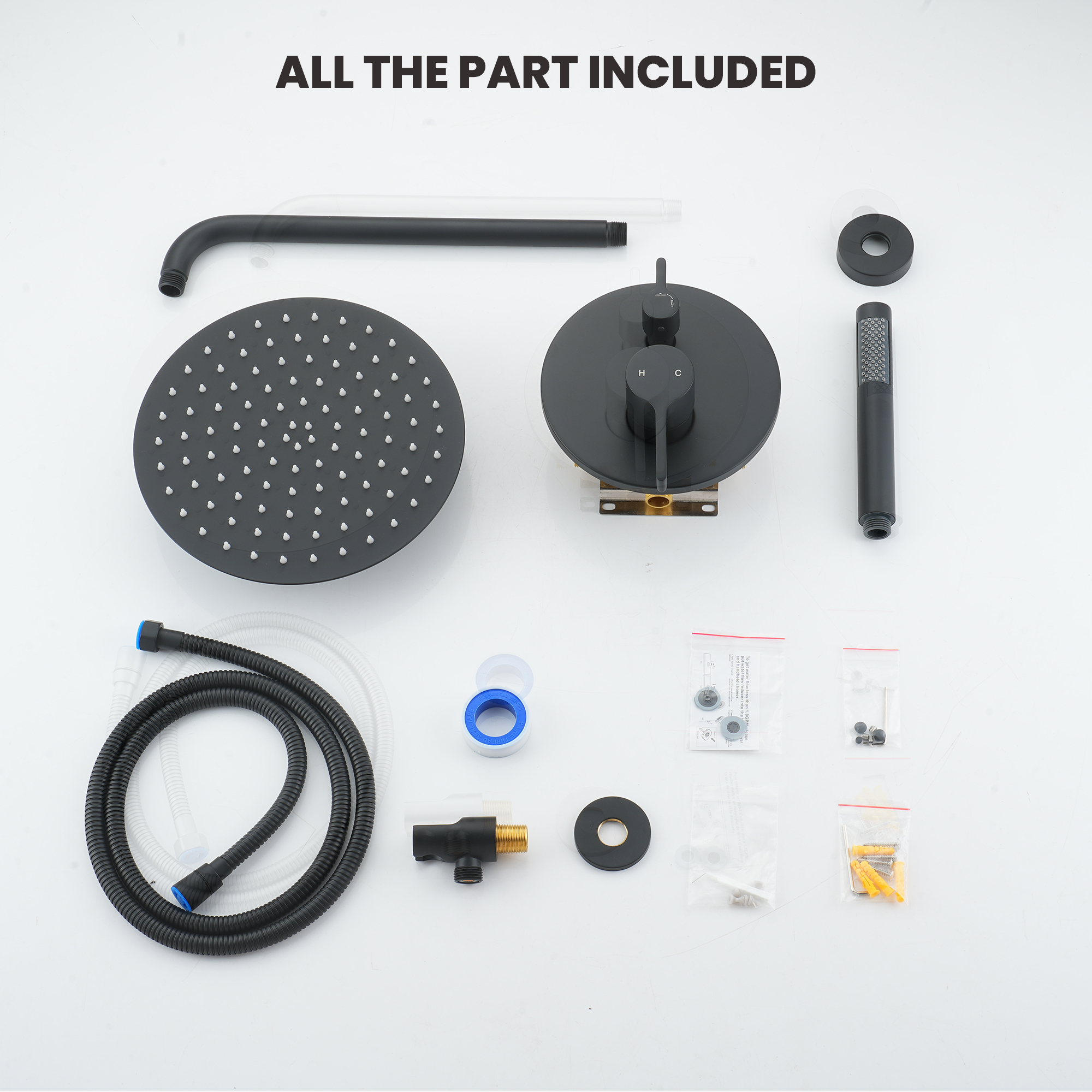 10" Round Shower System with Handheld Brass Showerhead