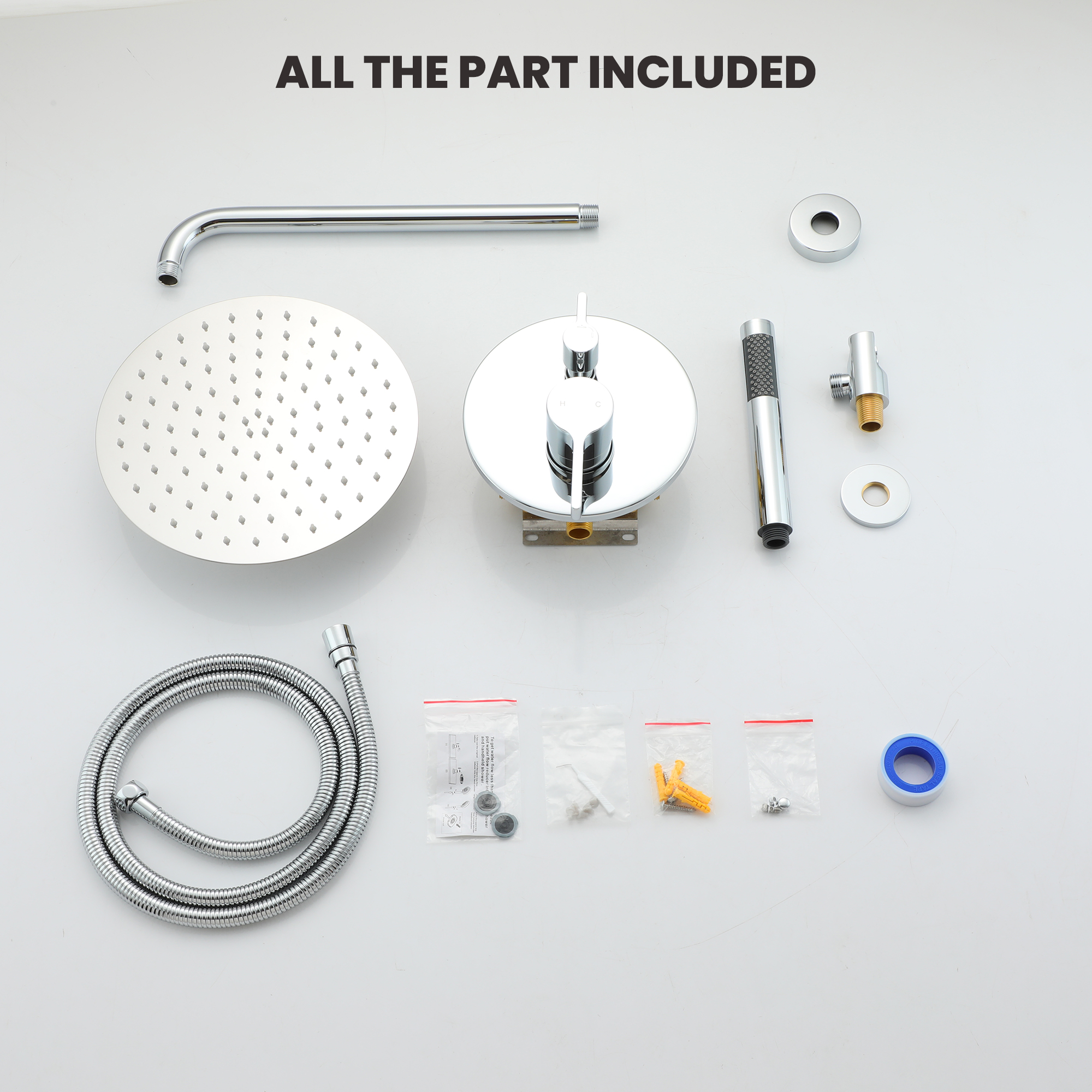 10" Round Shower System with Handheld Brass Showerhead