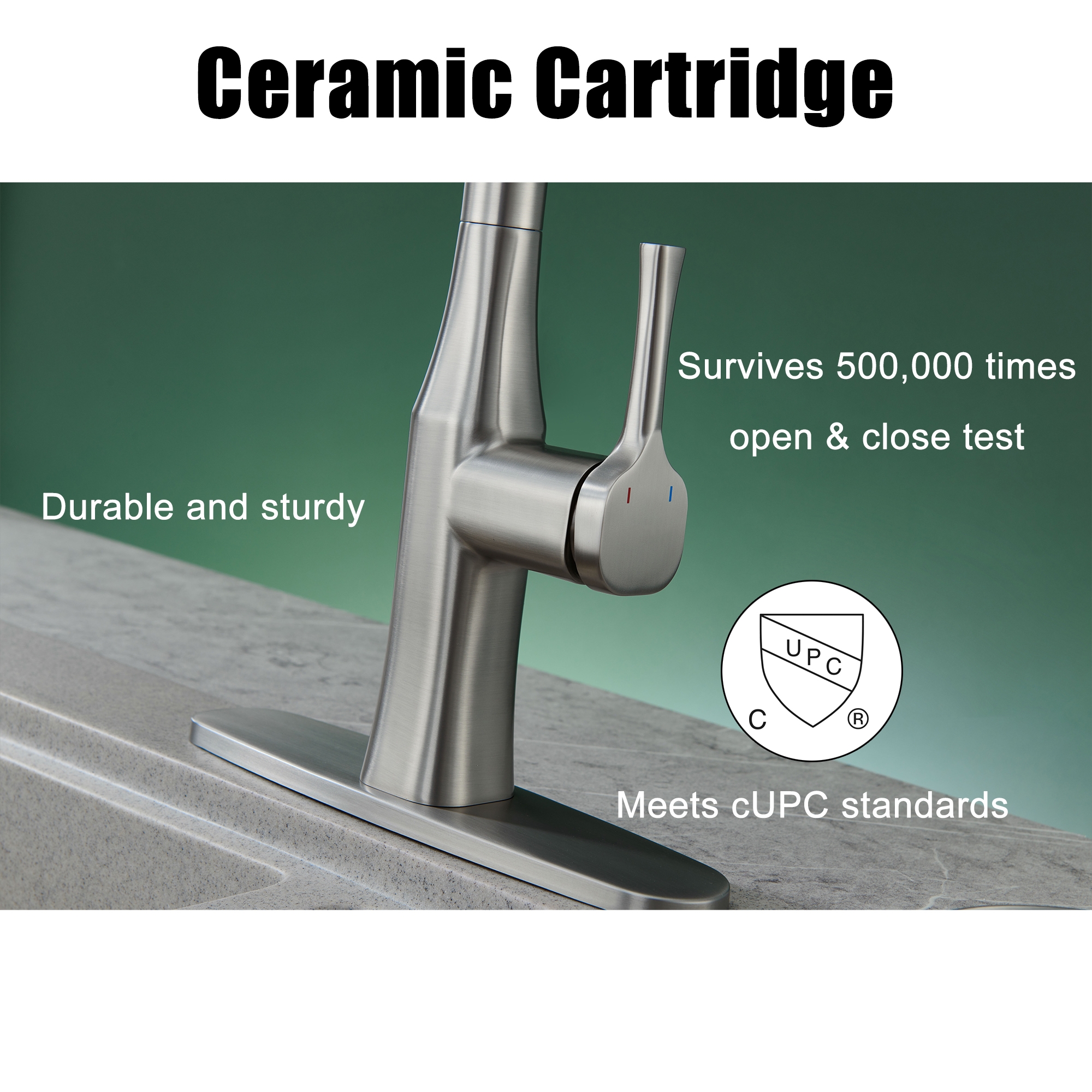 1.8GPM Single Handle Pull Down Kitchen Faucet with Cup Washer