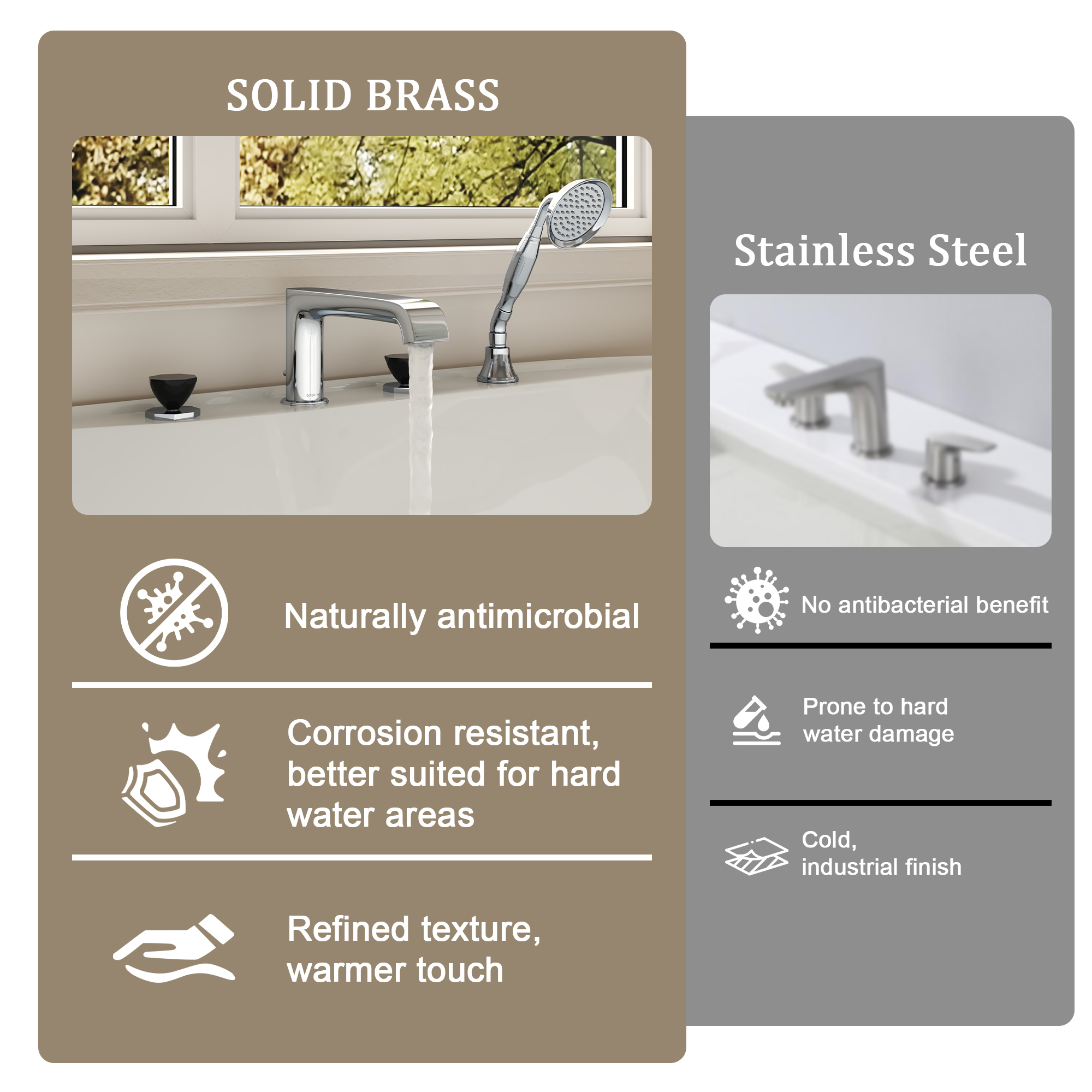 Chrome & Black PVD 4-Hole Roman Tub Faucet with Hand Shower - OCTAGON