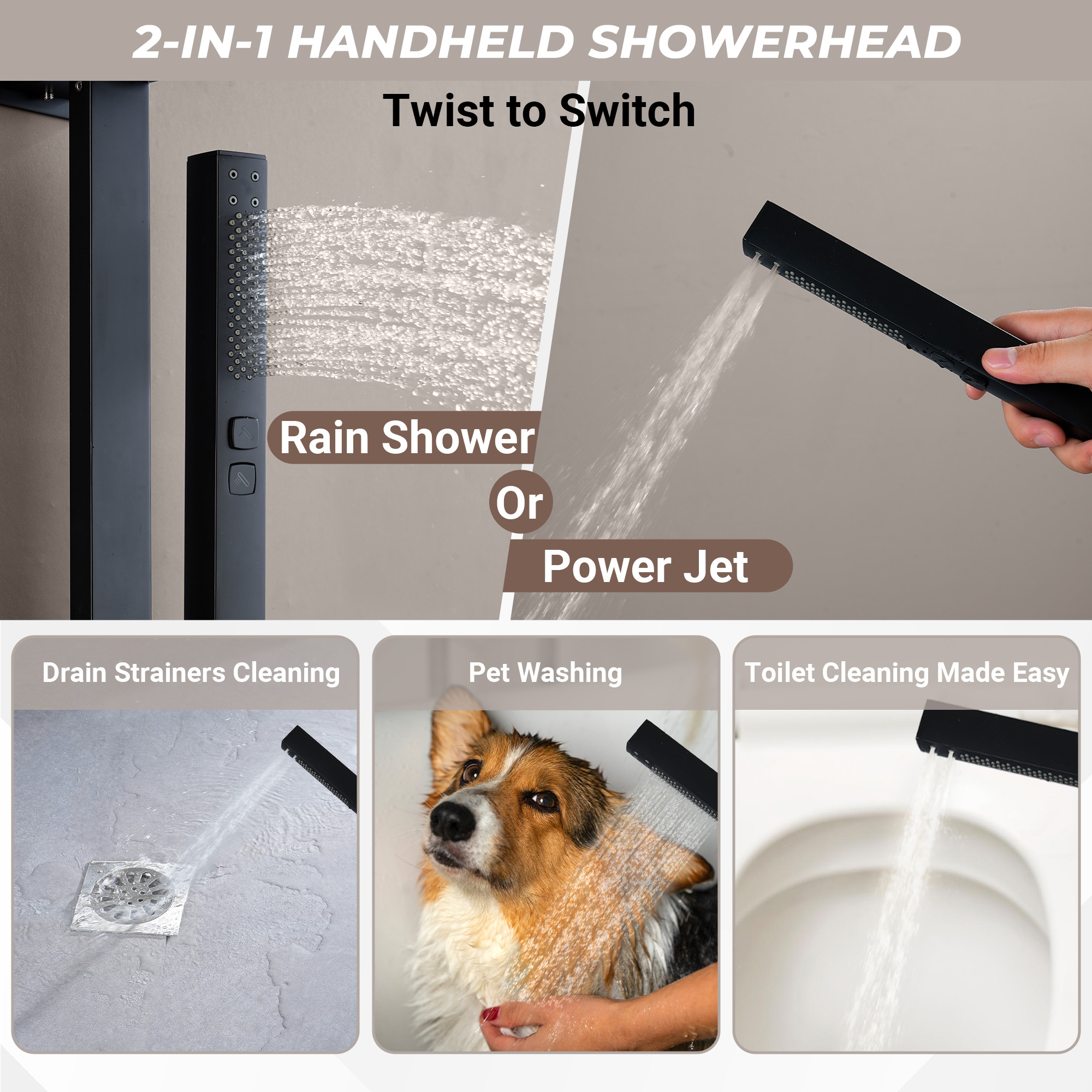 8.5-inch Pressure-Balanced Shower System with Digital Temperature Display