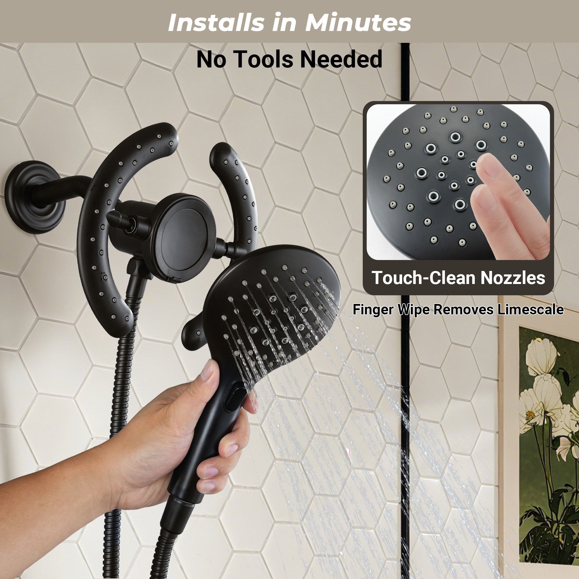 7-inch Magnetic Shower Kit with 3-Function Handheld Shower