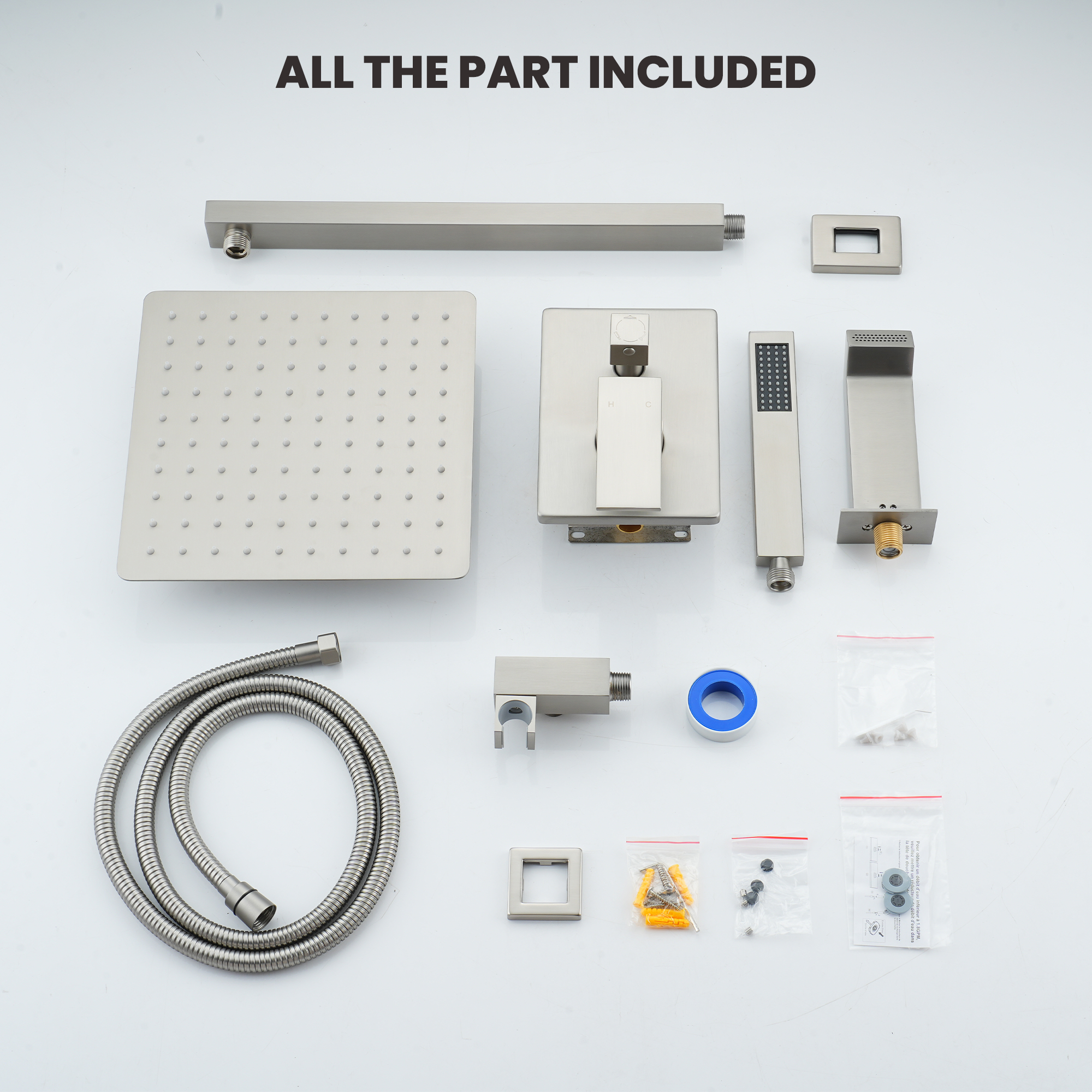 10" Three Function Pressure Balance Shower System with Valve Included