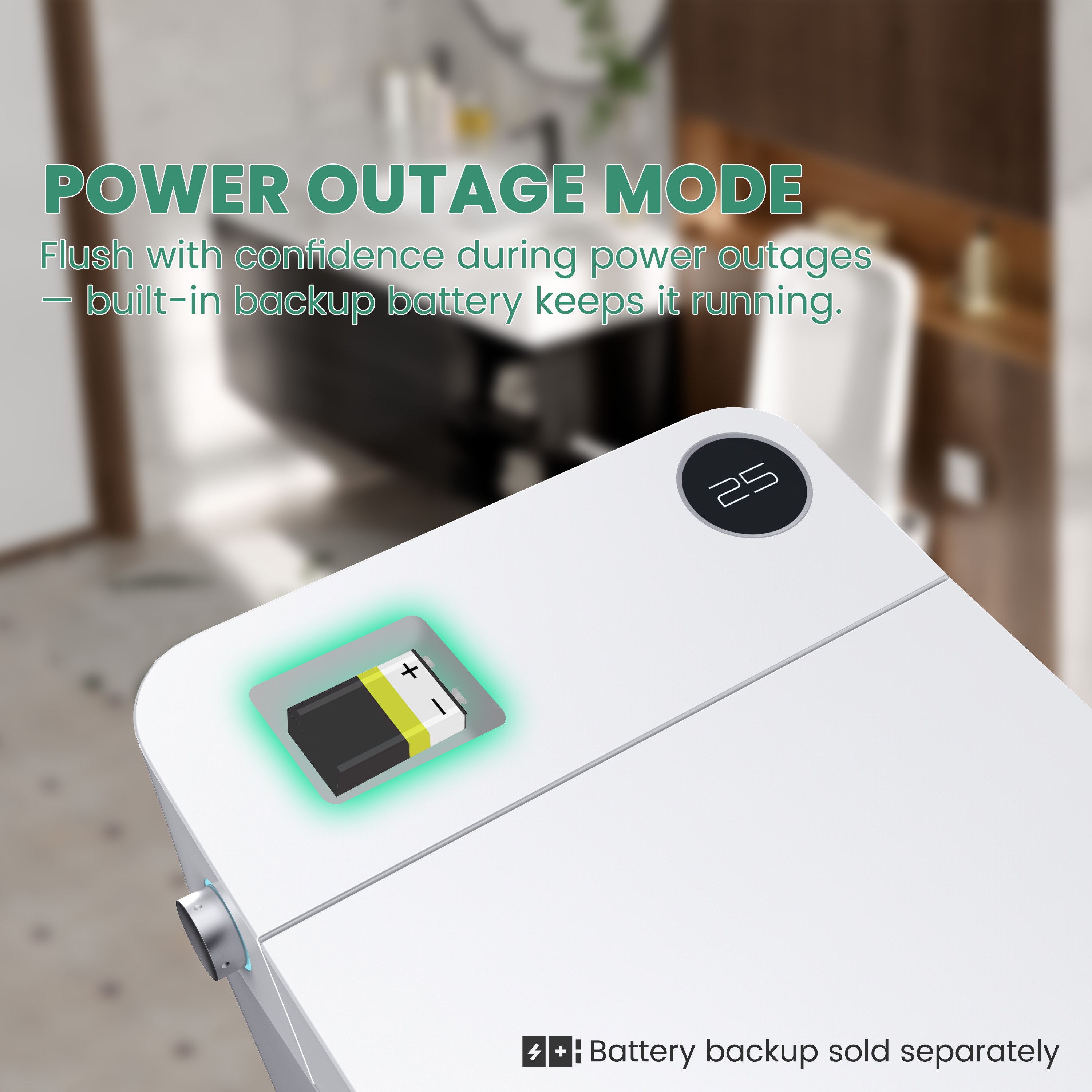 Elongated White Square-Shaped Tankless Smart Bidet Toilet