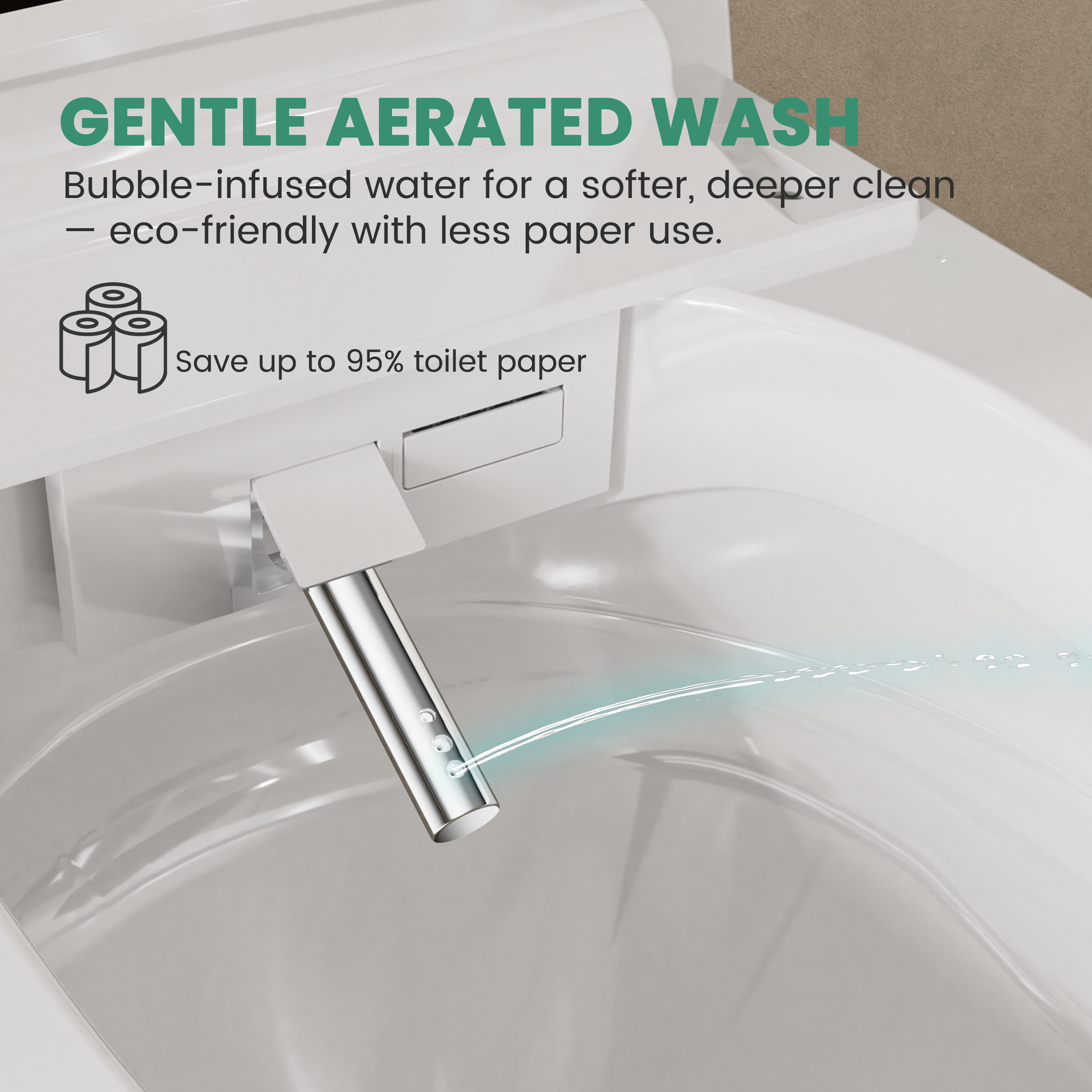 Elongated White Ceramic Tankless Smart Bidet Toilet with Remote Control