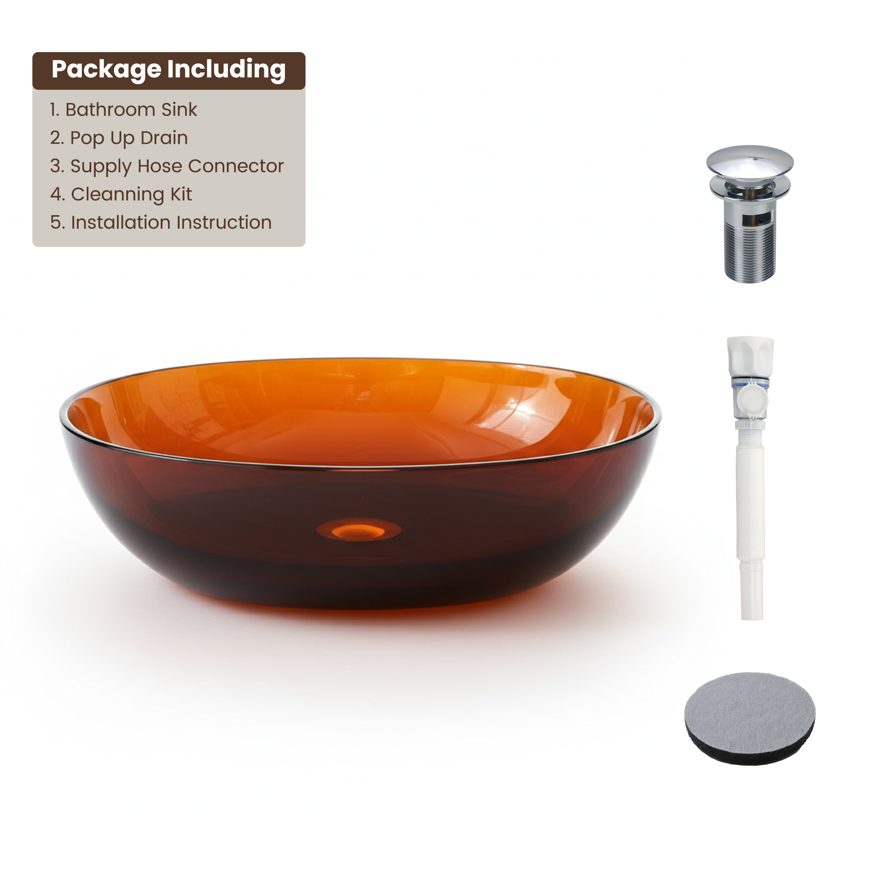 22" Oval Transparent Countertop Resin Bathroom Vessel Sink