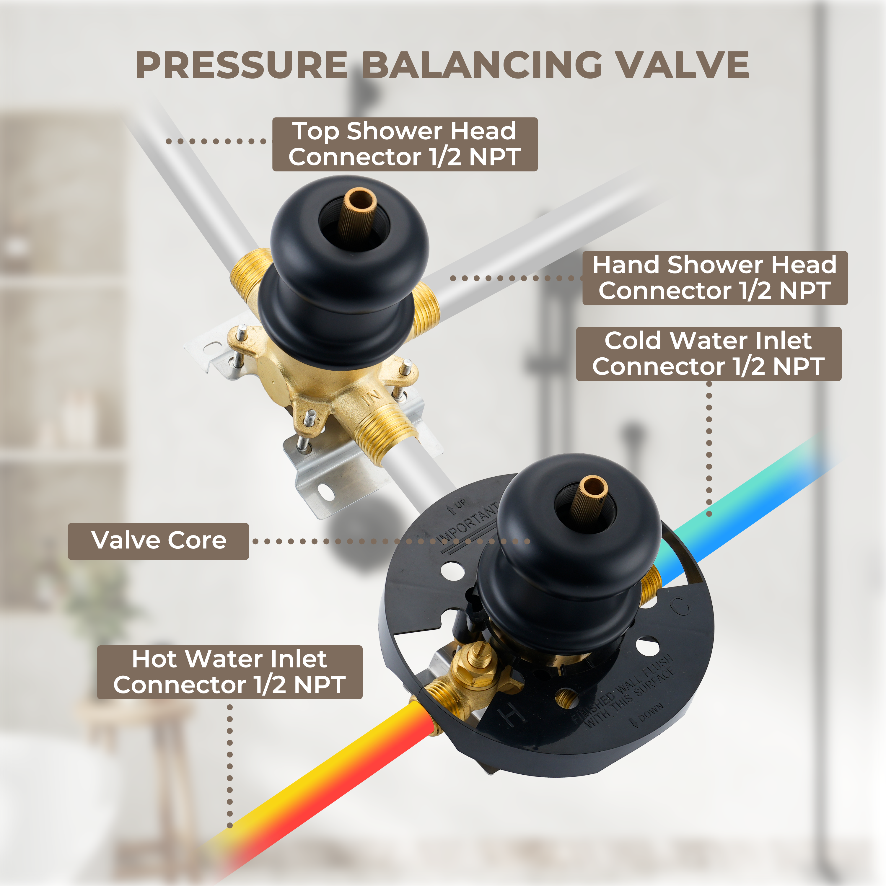 8-inch 2-Function Pressure Balance Shower System with 3 Spray Modes
