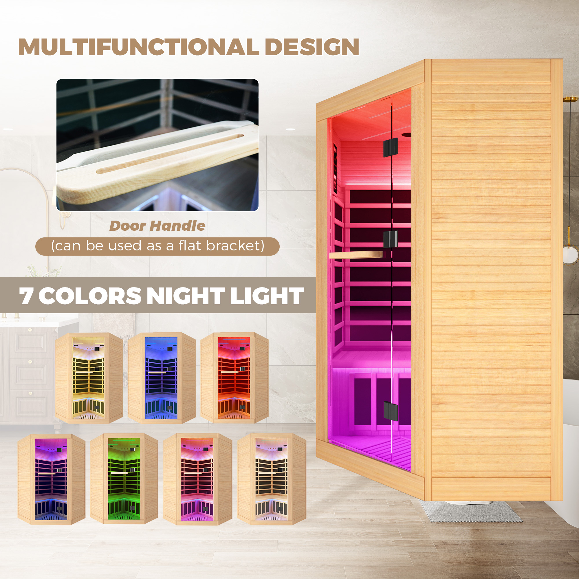 Canadian Hemlock 2-Person Infrared Corner Sauna with Chromotherapy & Bluetooth