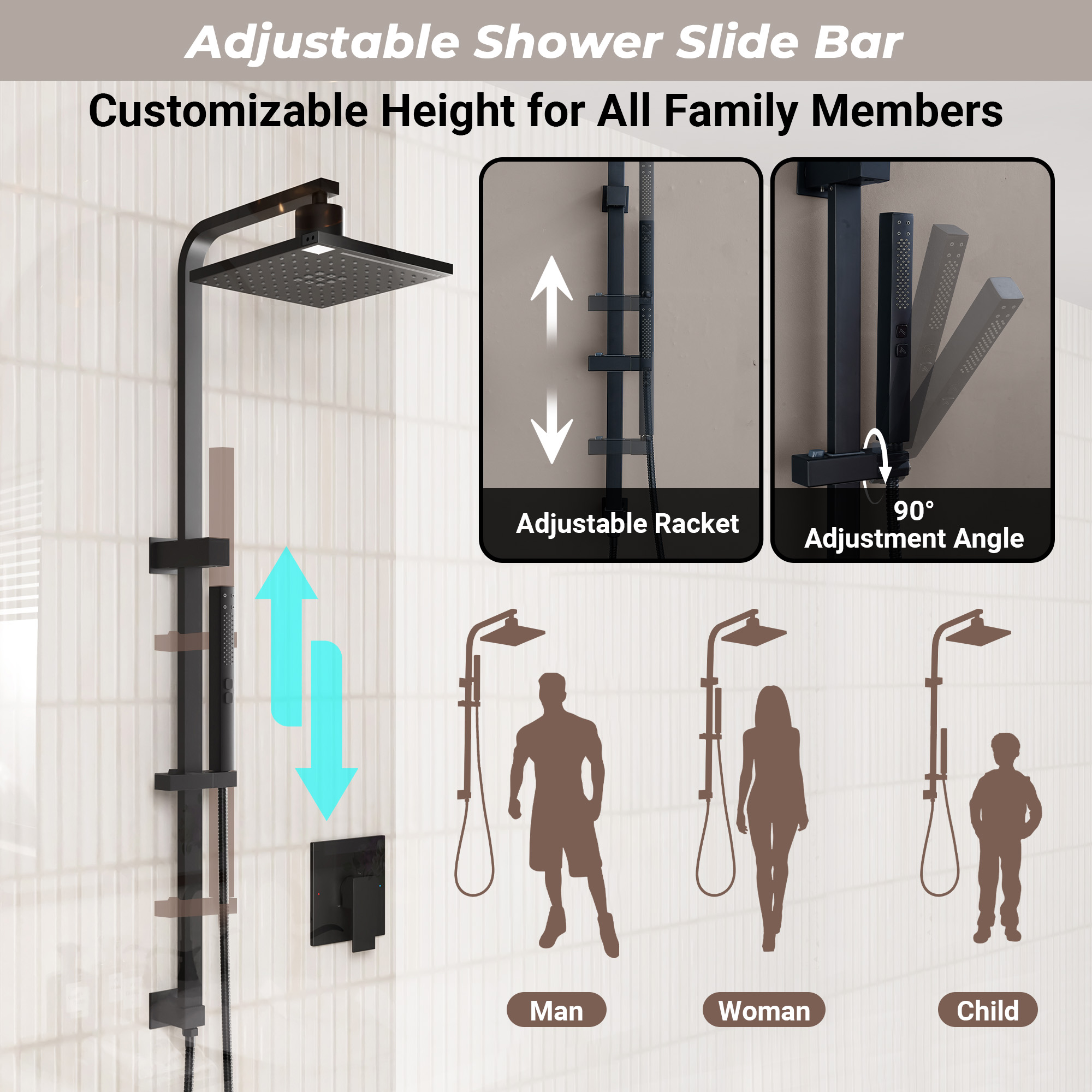 8.5-inch Pressure-Balanced Shower System with Digital Temperature Display