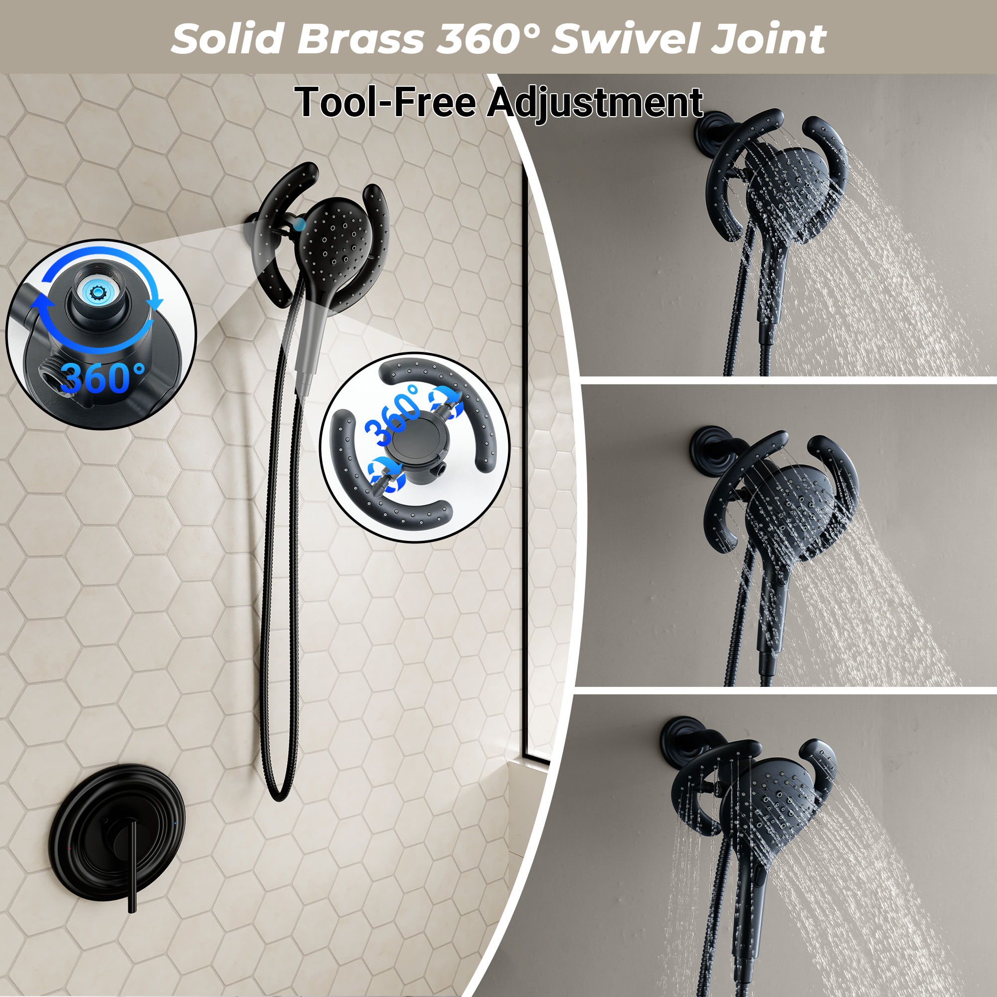 7-inch Magnetic Shower Kit with 3-Function Handheld Shower