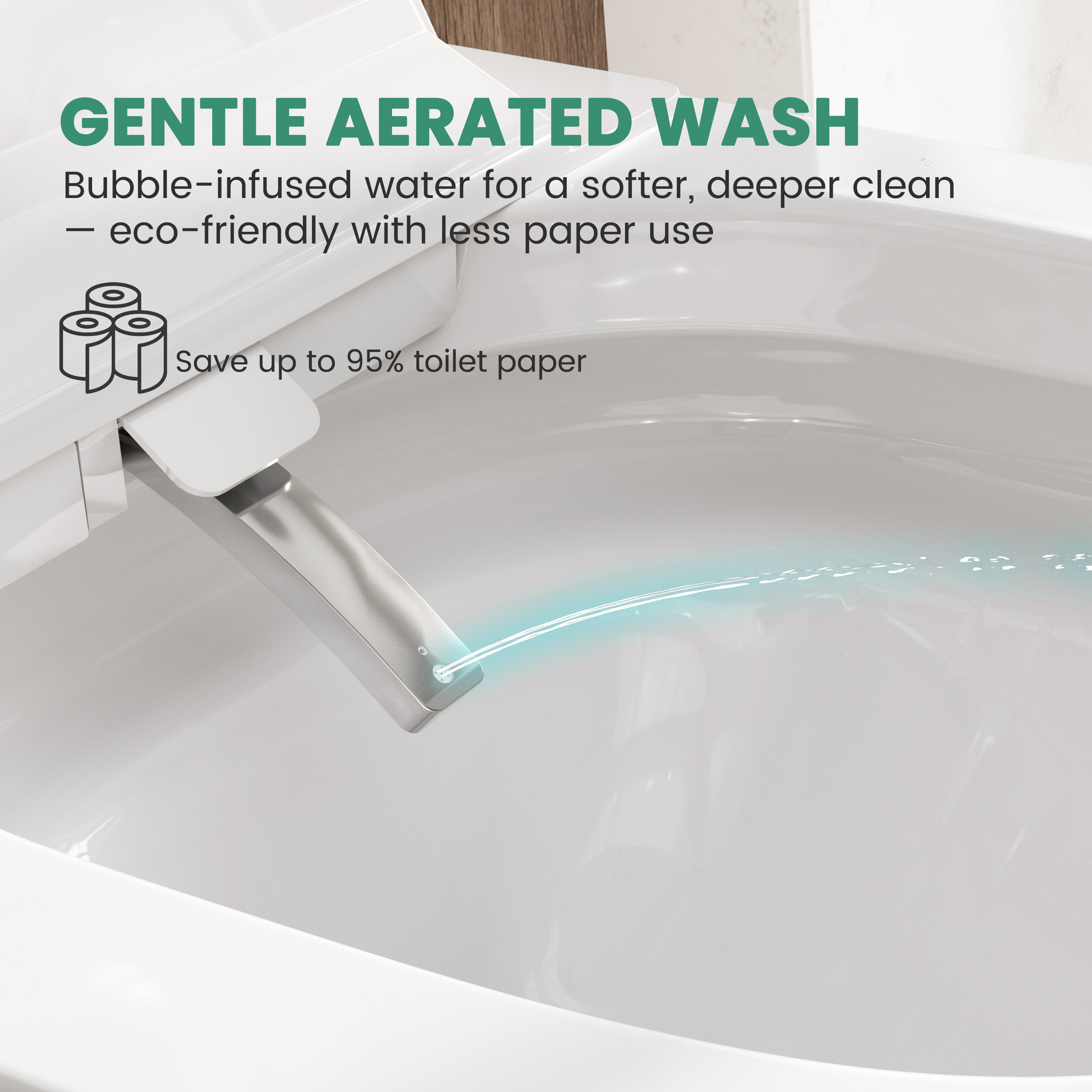 Elongated White Square-Shaped Tankless Smart Bidet Toilet