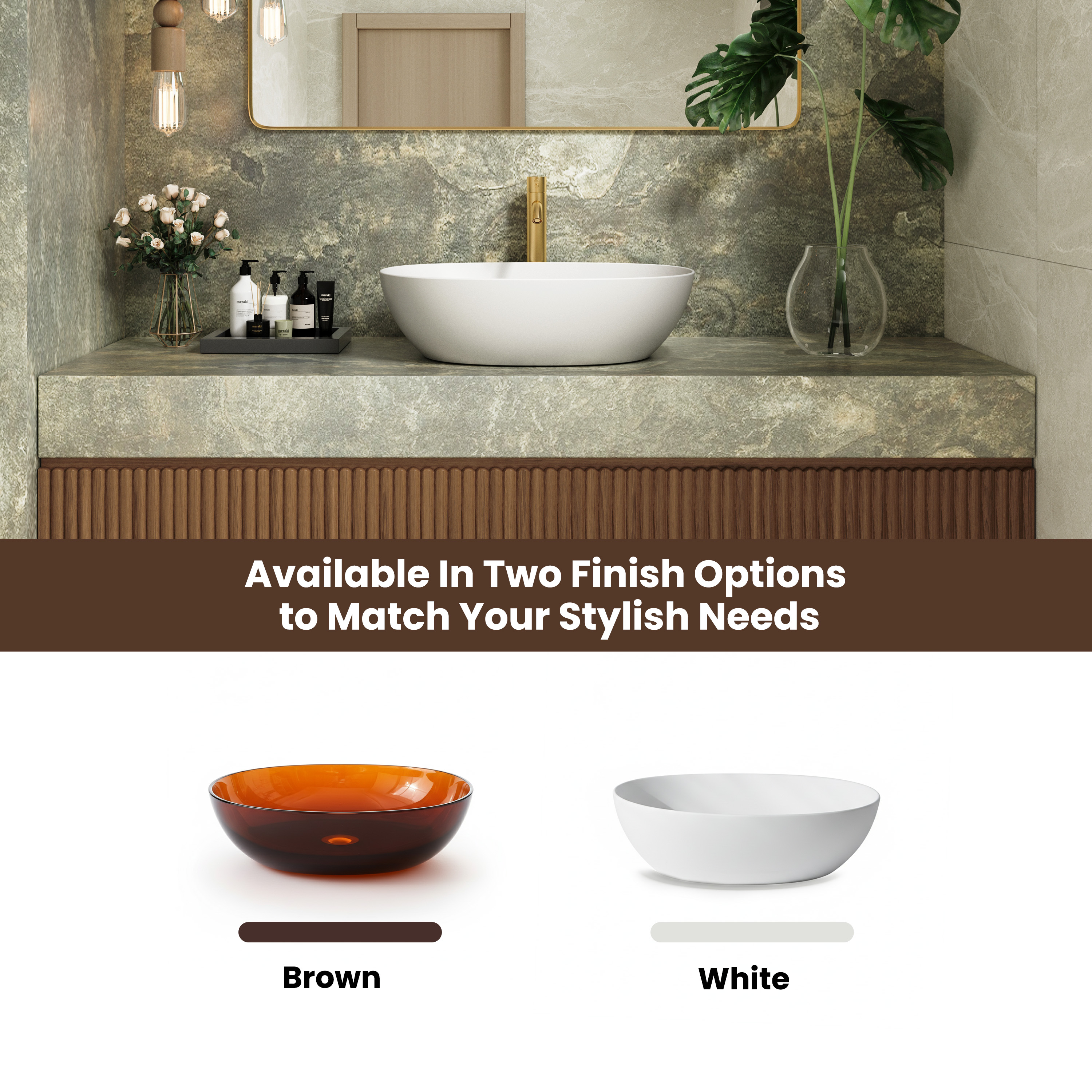 22" Oval Transparent Countertop Resin Bathroom Vessel Sink