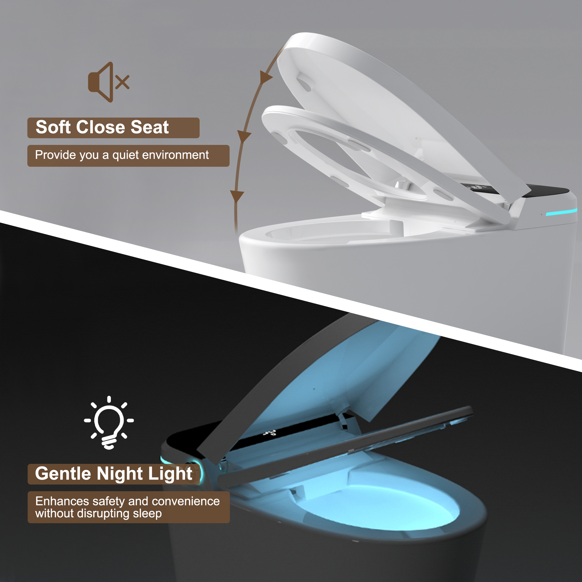 Modern Smart Toilet with Built-in Bidet Seat and LED Display