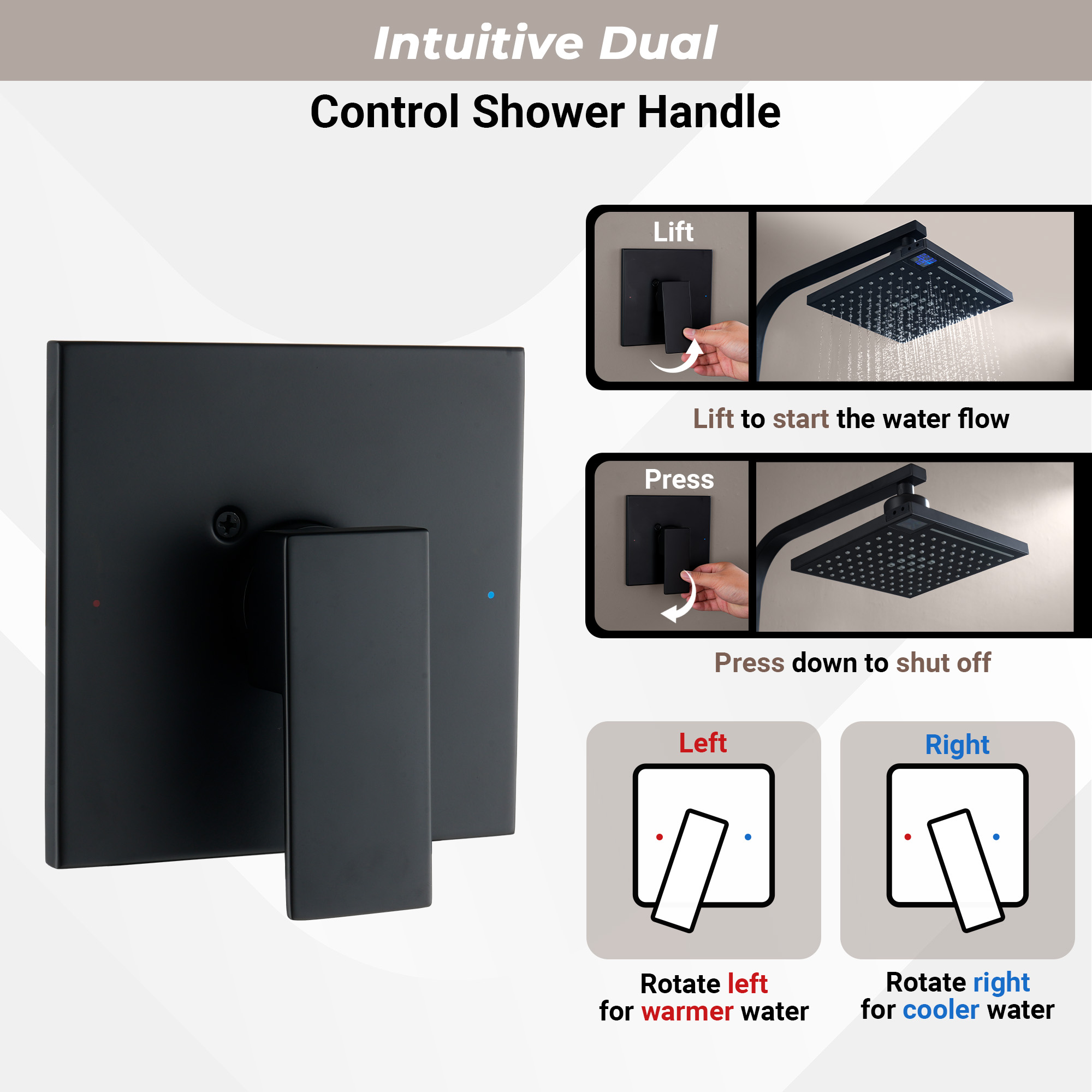 8.5-inch Pressure-Balanced Shower System with Digital Temperature Display