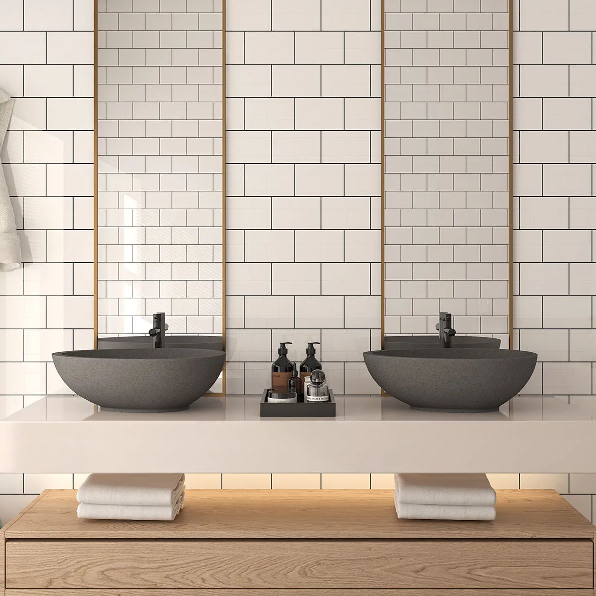 CASAINC 21in Bathroom Egg-shaped Concrete Vessel Sink With Drainer in Black Earth / Mottled Bluish Grey / Blue Ashes