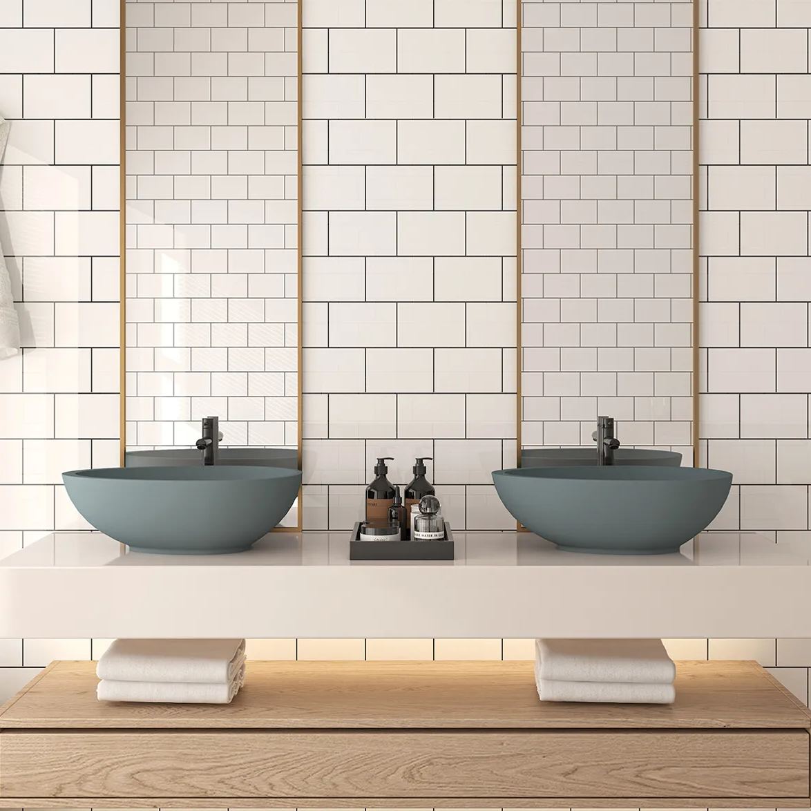 CASAINC 21in Bathroom Egg-shaped Concrete Vessel Sink With Drainer in Black Earth / Mottled Bluish Grey / Blue Ashes