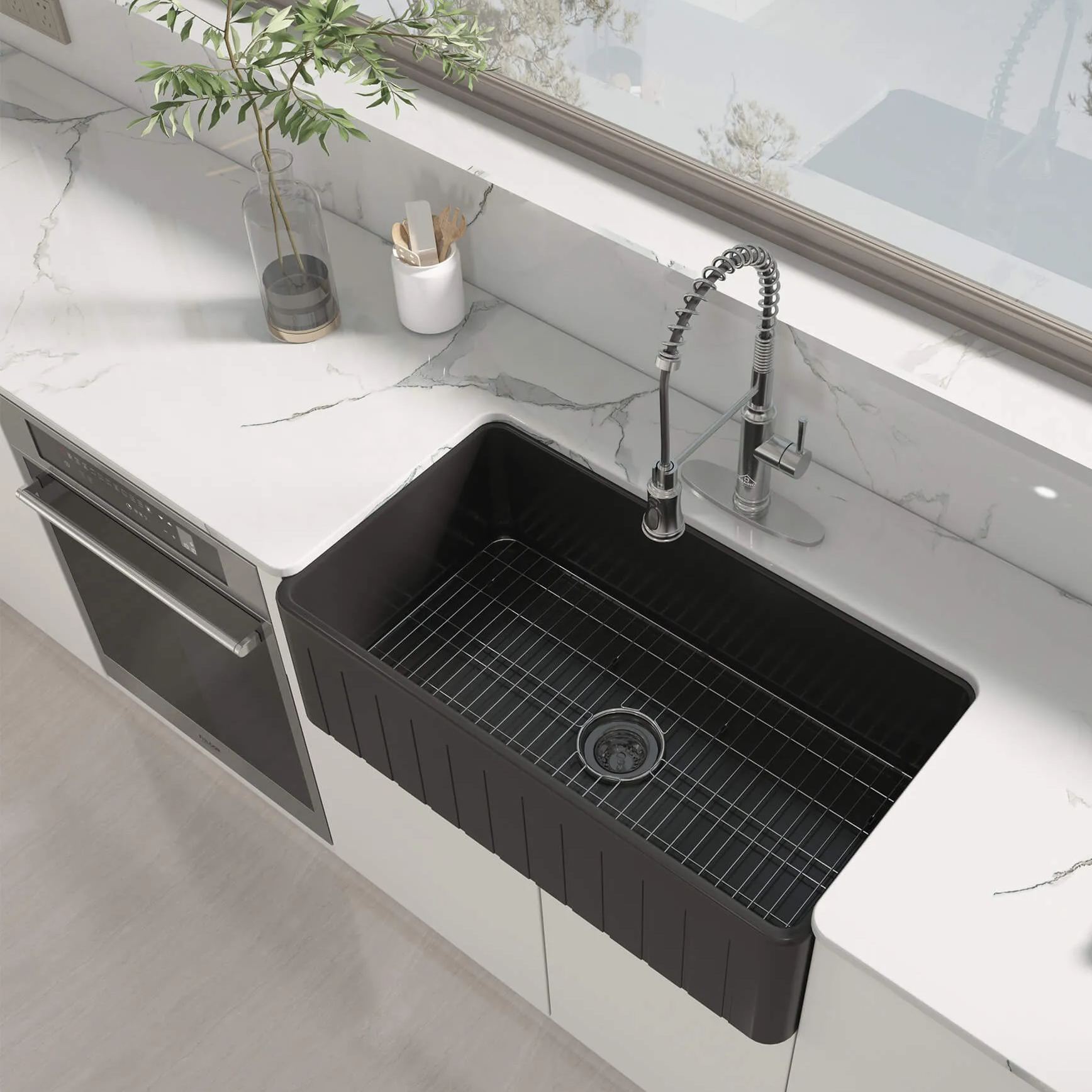 リースノーs1 33 in. Single Bowl Fireclay Farmhouse Apron Kitchen Sink