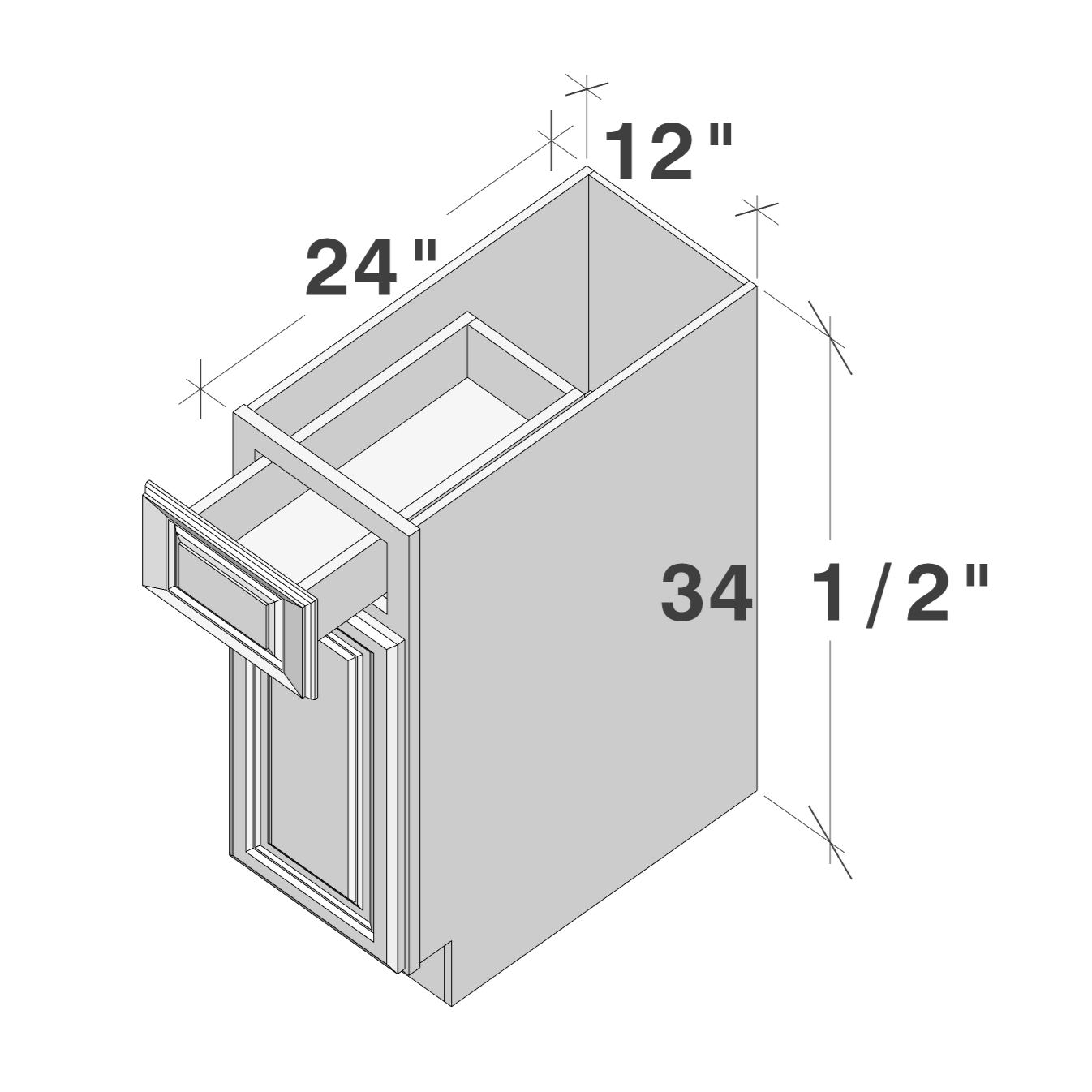 Dark Caramel RTA 12"W x 24"D x 34.5"H Base Cabinet with 1 Drawer and 1 Door