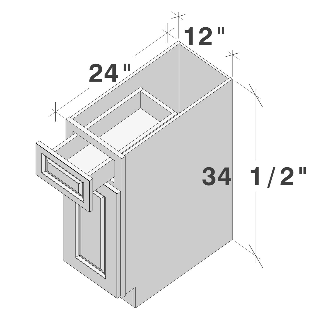 Glacier White RTA 12"W x 24"D x 34.5"H Base Cabinet with 1 Drawer and 1 Door