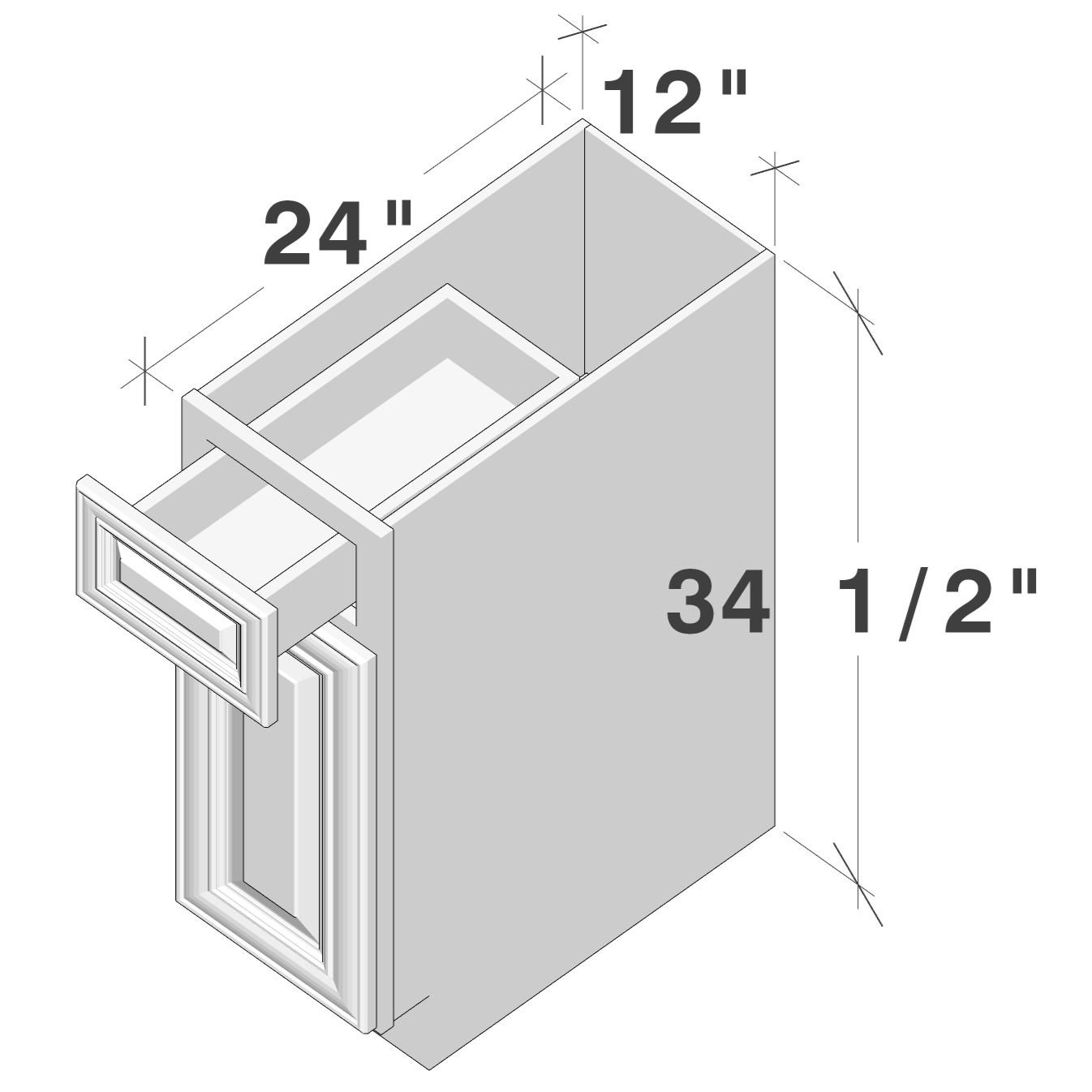 Pearl White RTA 12"W x 24"D x 34.5"H Base Cabinet with 1 Drawer and 1 Door