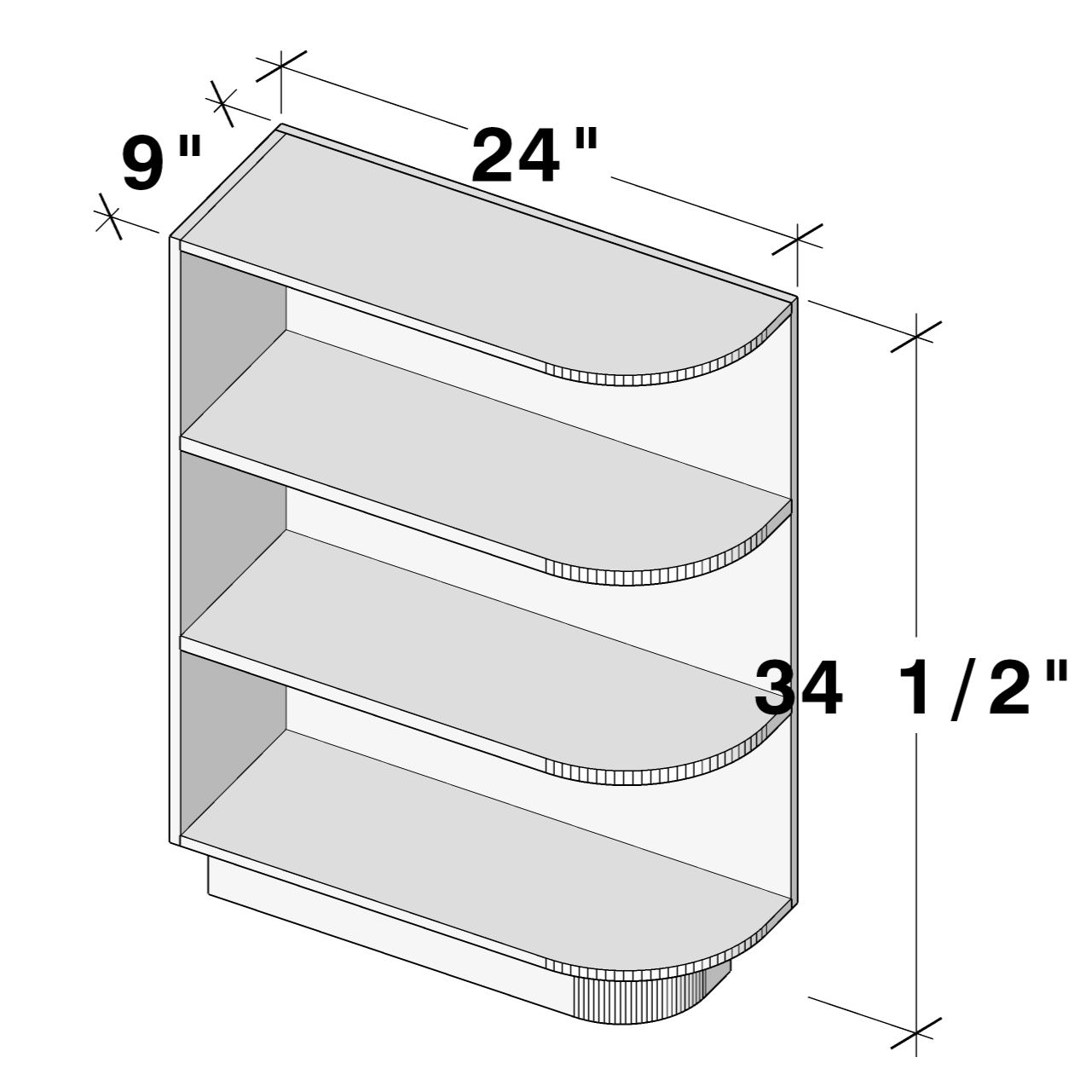 Dove Grey RTA 18"W x 24"D x 34.5"H End Corner Open Shelf Base Cabinet