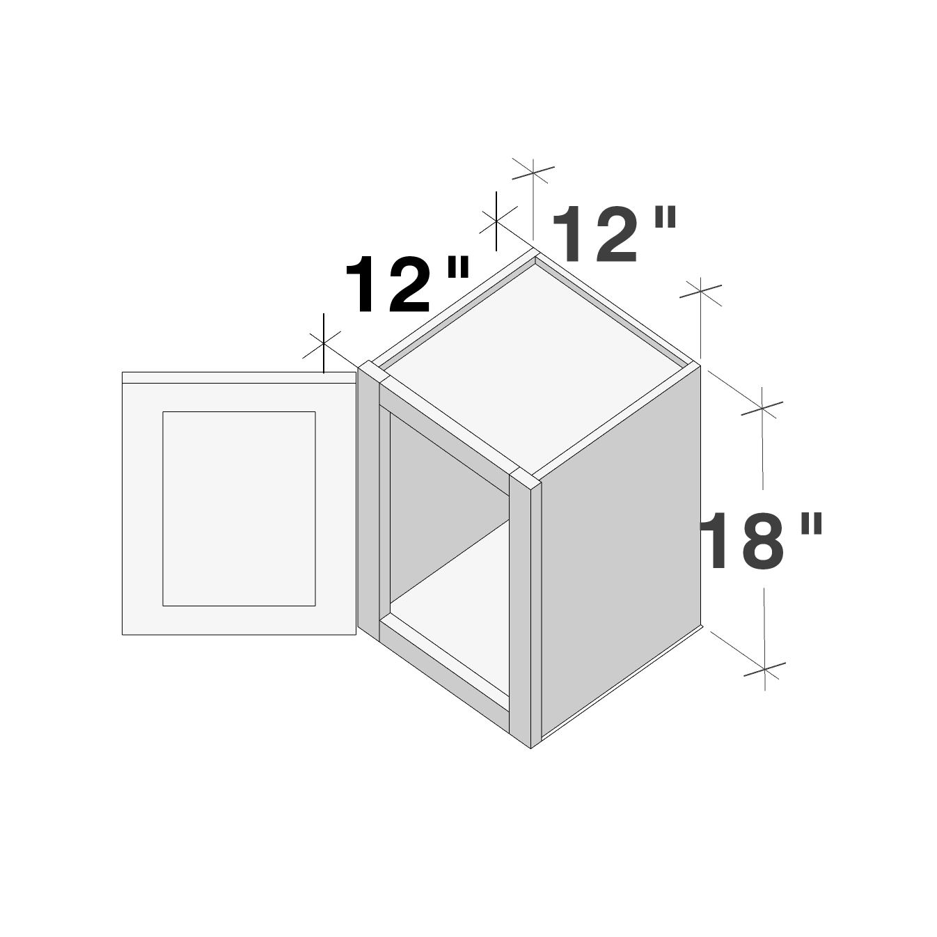 Dove Grey RTA 12"W x 12"D x 30"H Short Wall Cabinet with 1 Door